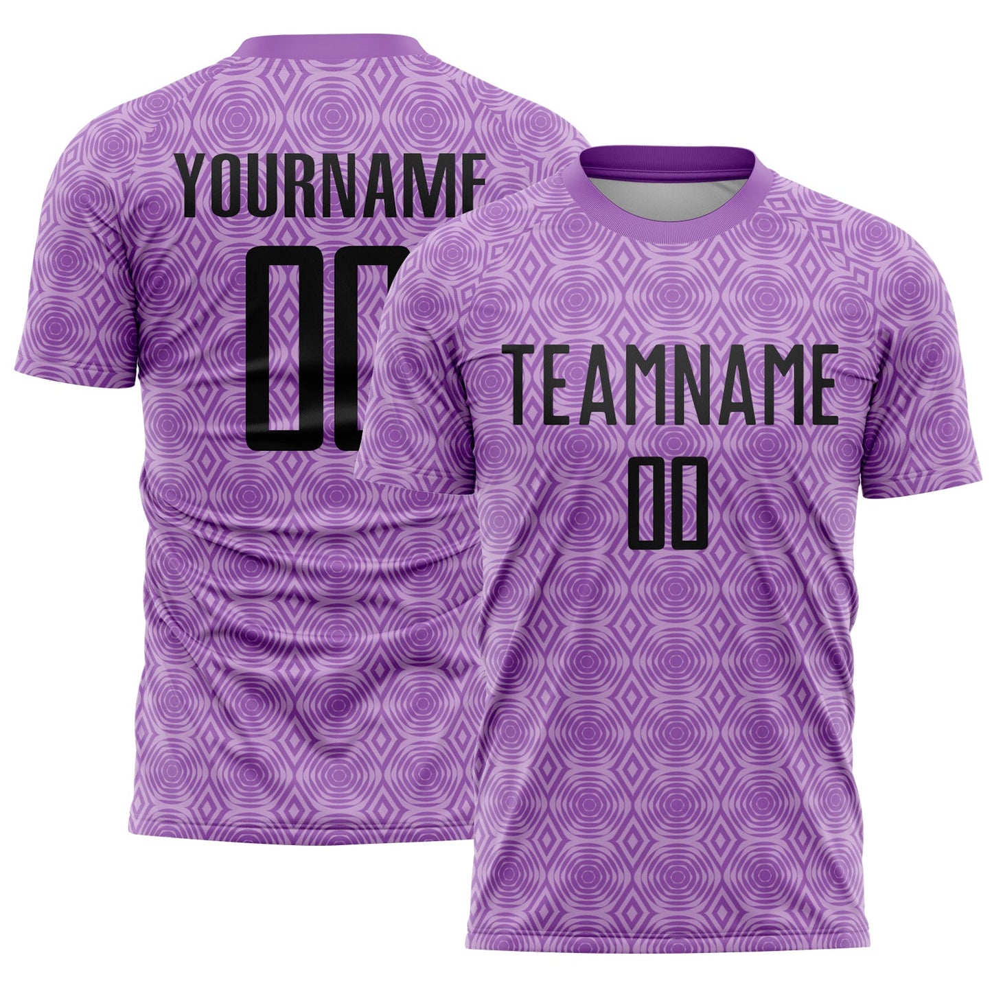 Custom Medium Purple Black-Light Purple Geometric Shapes Sublimation Soccer Uniform Jersey - Main View