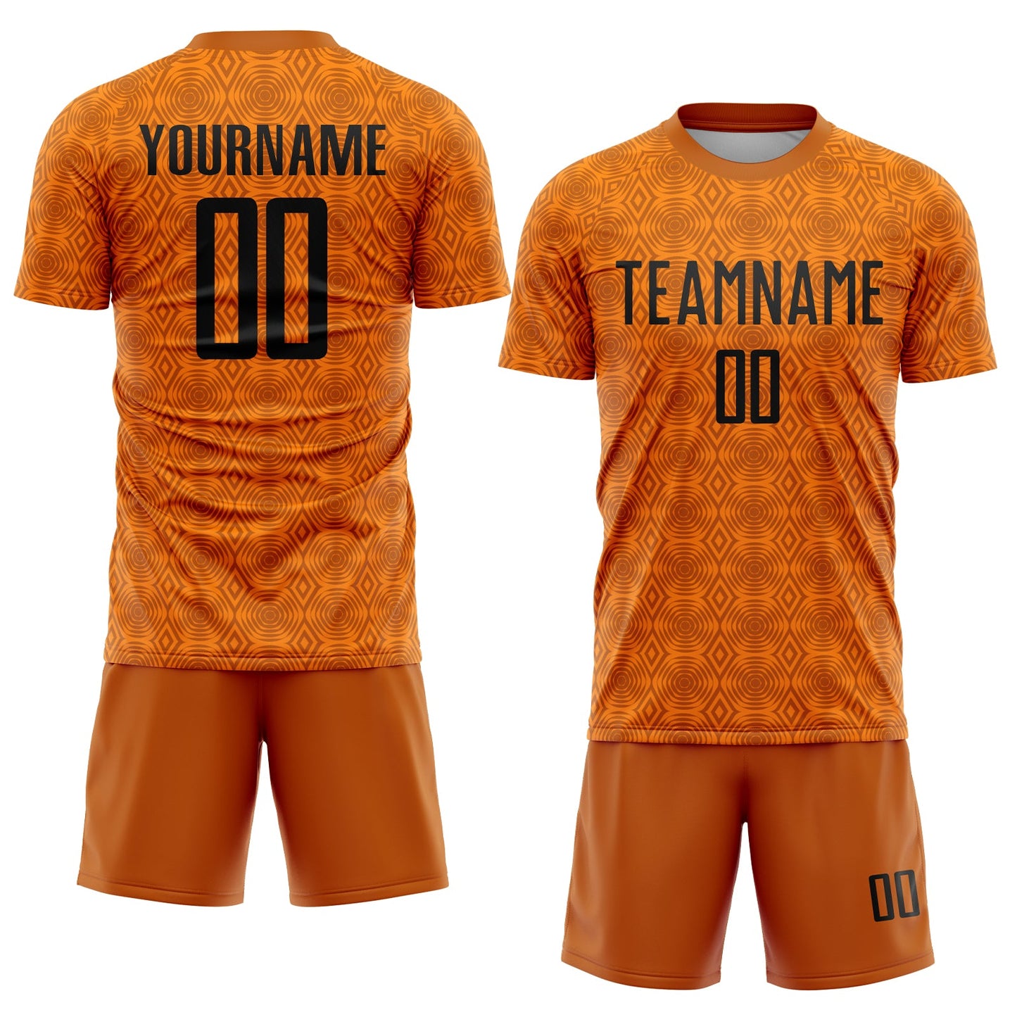 Custom Texas Orange Black-Bay Orange Geometric Shapes Sublimation Soccer Uniform Jersey view 2