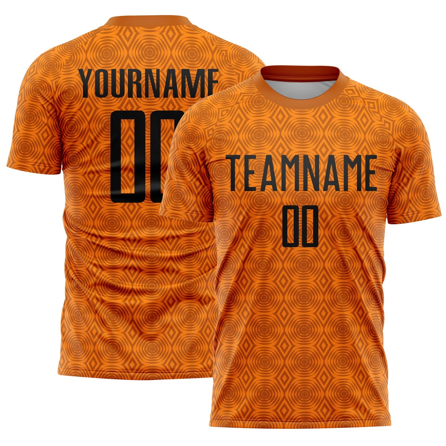 Custom Texas Orange Black-Bay Orange Geometric Shapes Sublimation Soccer Uniform Jersey - Main View