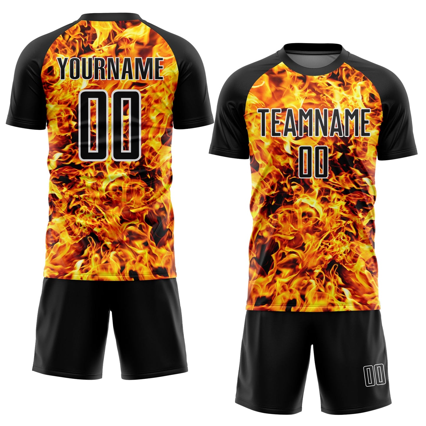 Custom Black White Flame Sublimation Soccer Uniform Jersey view 2
