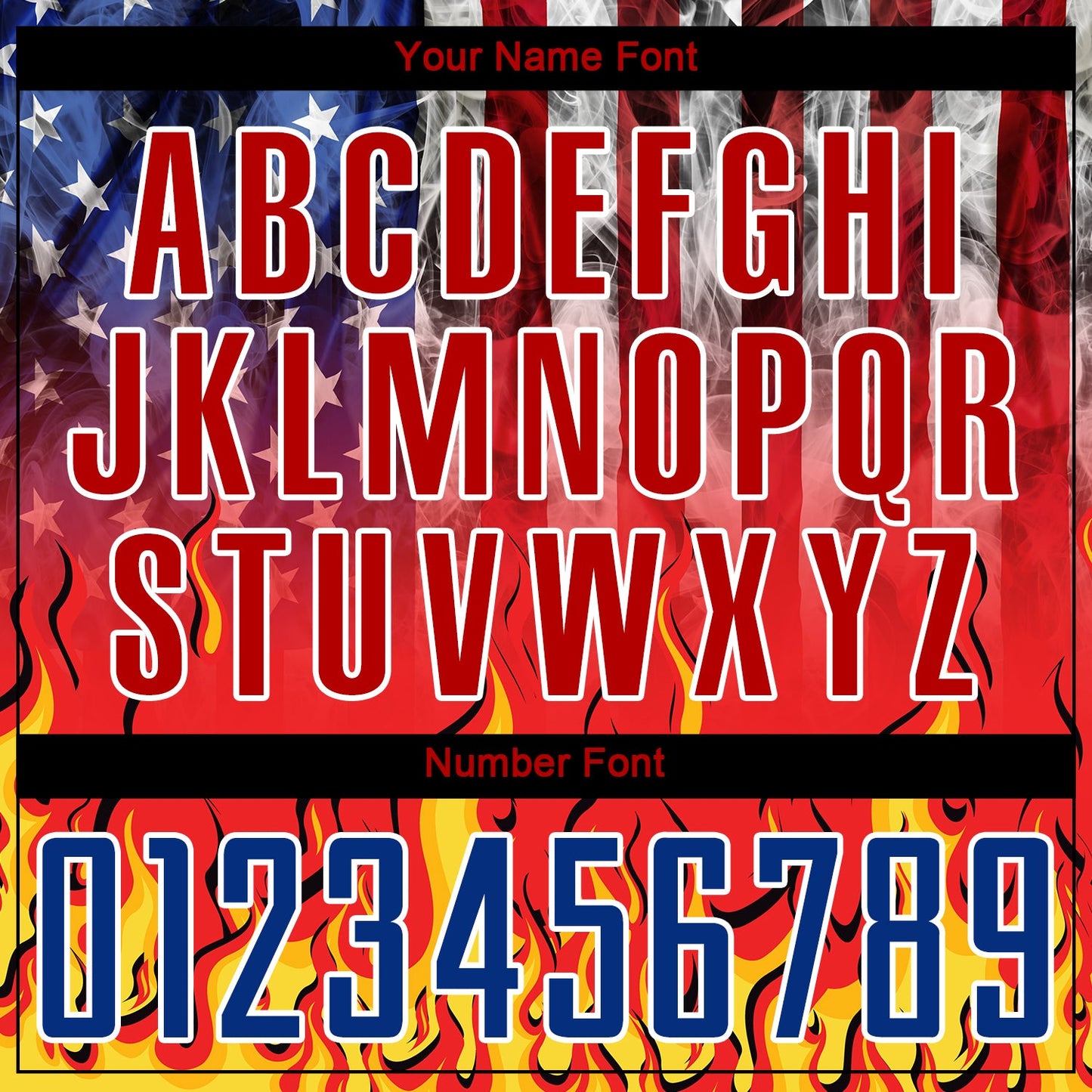 Custom Black Royal Red-Gold American Flag Flame Sublimation Soccer Uniform Jersey view 6