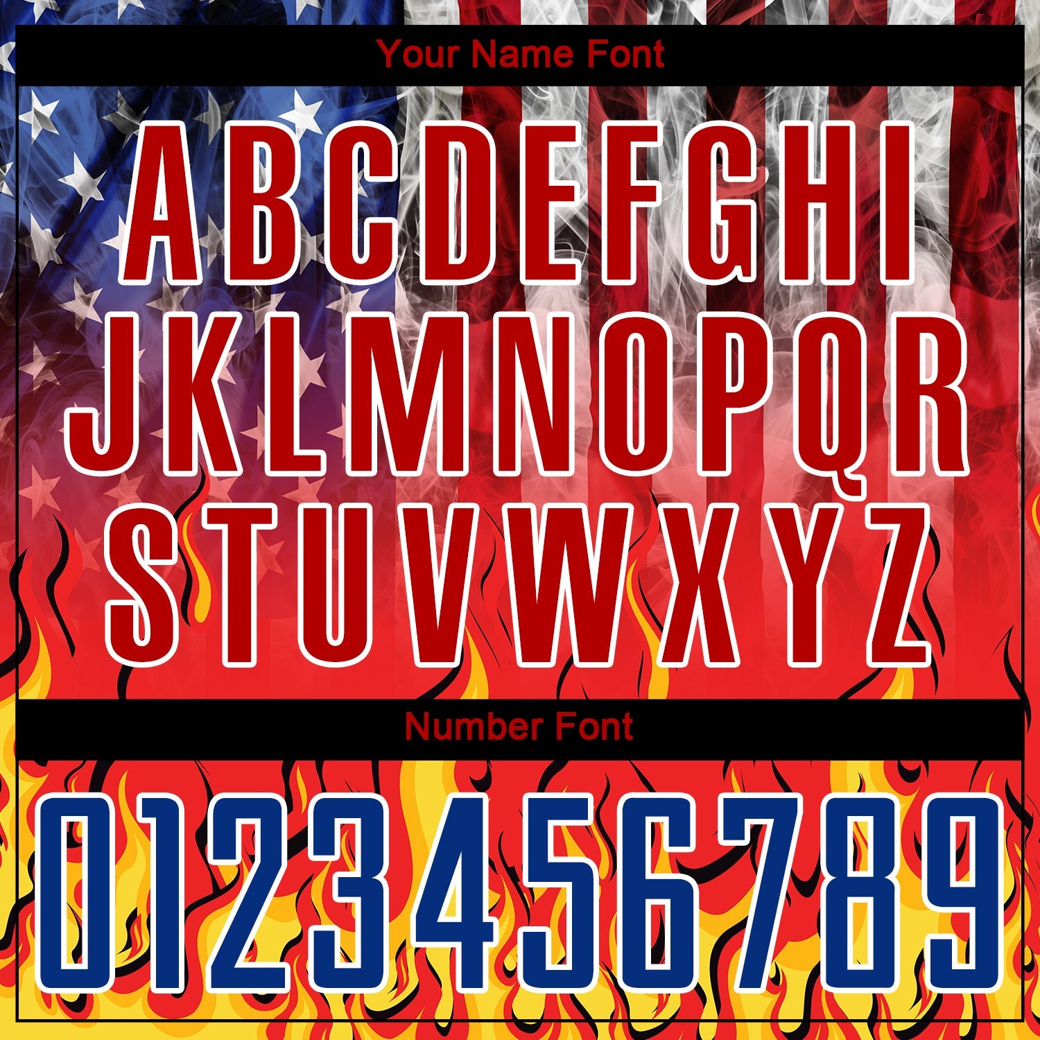 Custom Black Royal Red-Gold American Flag Flame Sublimation Soccer Uniform Jersey view 6