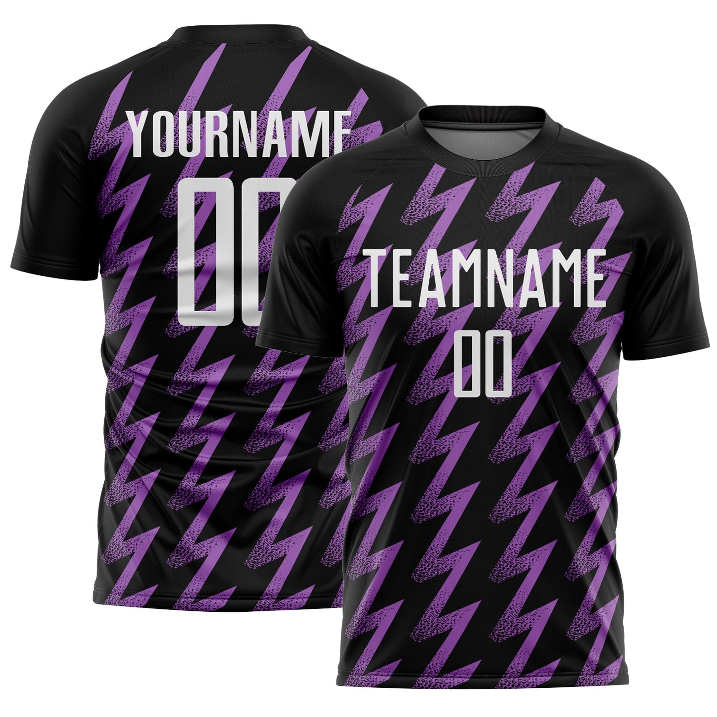 Custom Black White-Medium Purple Zigzag Shape Sublimation Soccer Uniform Jersey - Main View