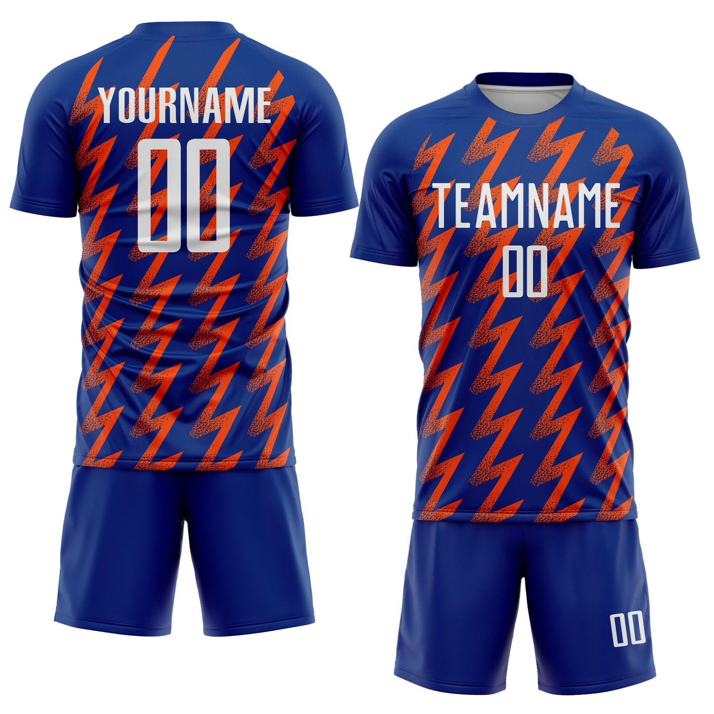Custom Royal White-Orange Zigzag Shape Sublimation Soccer Uniform Jersey view 2