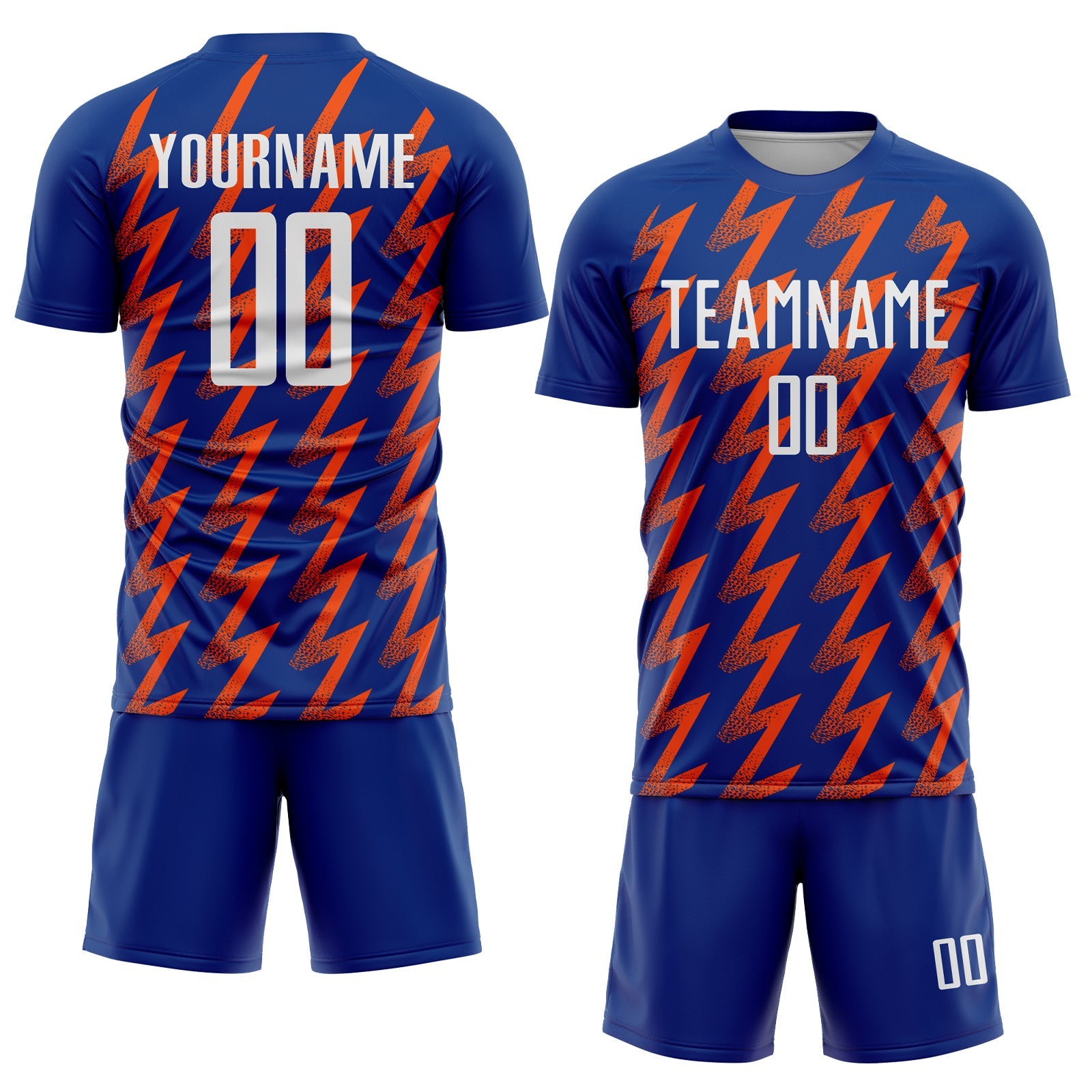 Custom Royal White-Orange Zigzag Shape Sublimation Soccer Uniform Jersey view 2