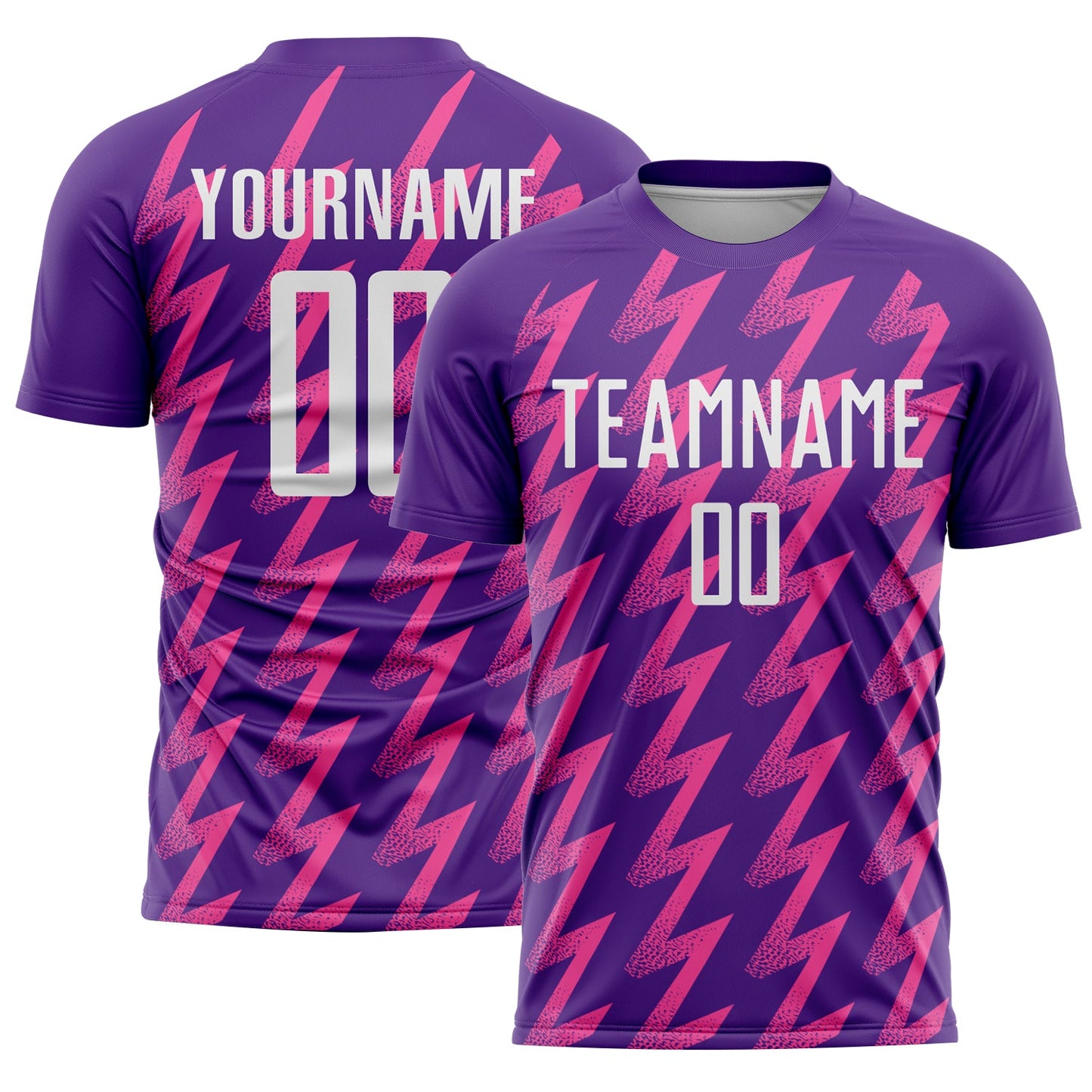 Custom Purple White-Pink Zigzag Shape Sublimation Soccer Uniform Jersey - Main View