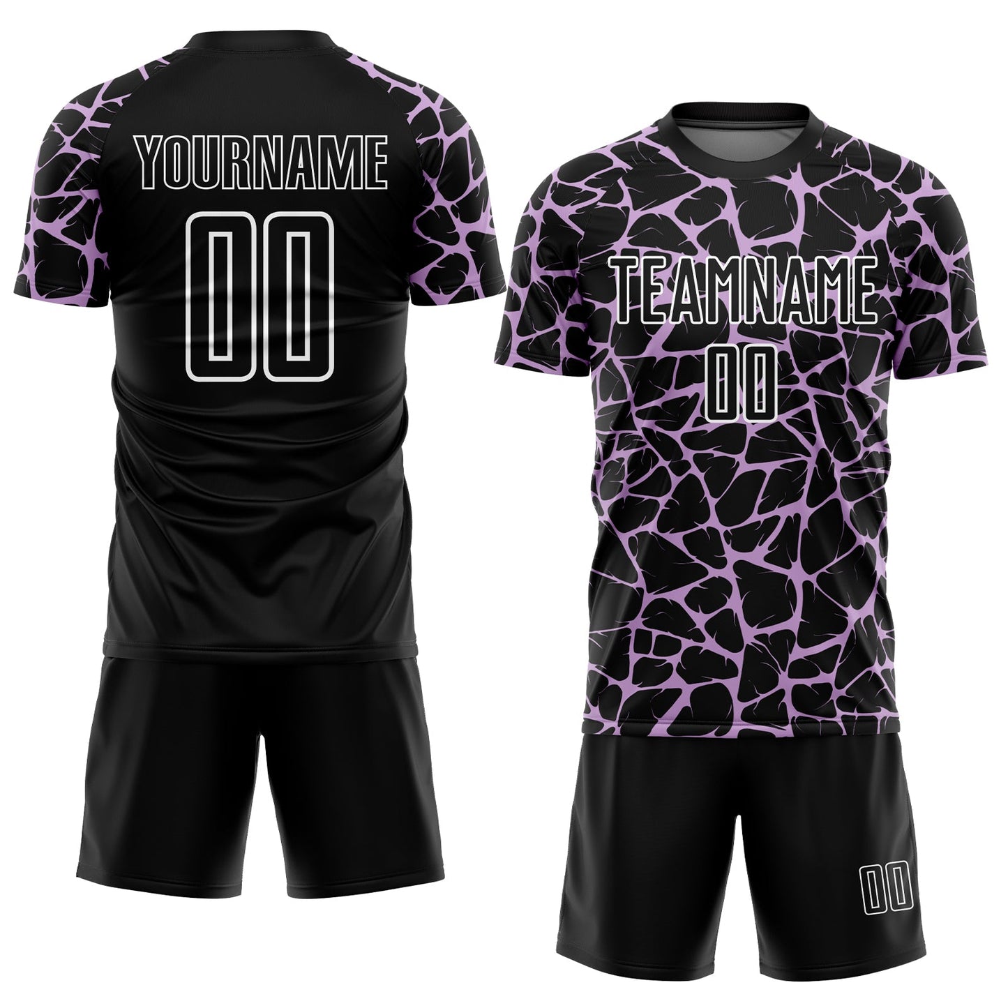 Custom Black Light Purple-White Abstract Network Splash Sublimation Soccer Uniform Jersey view 2