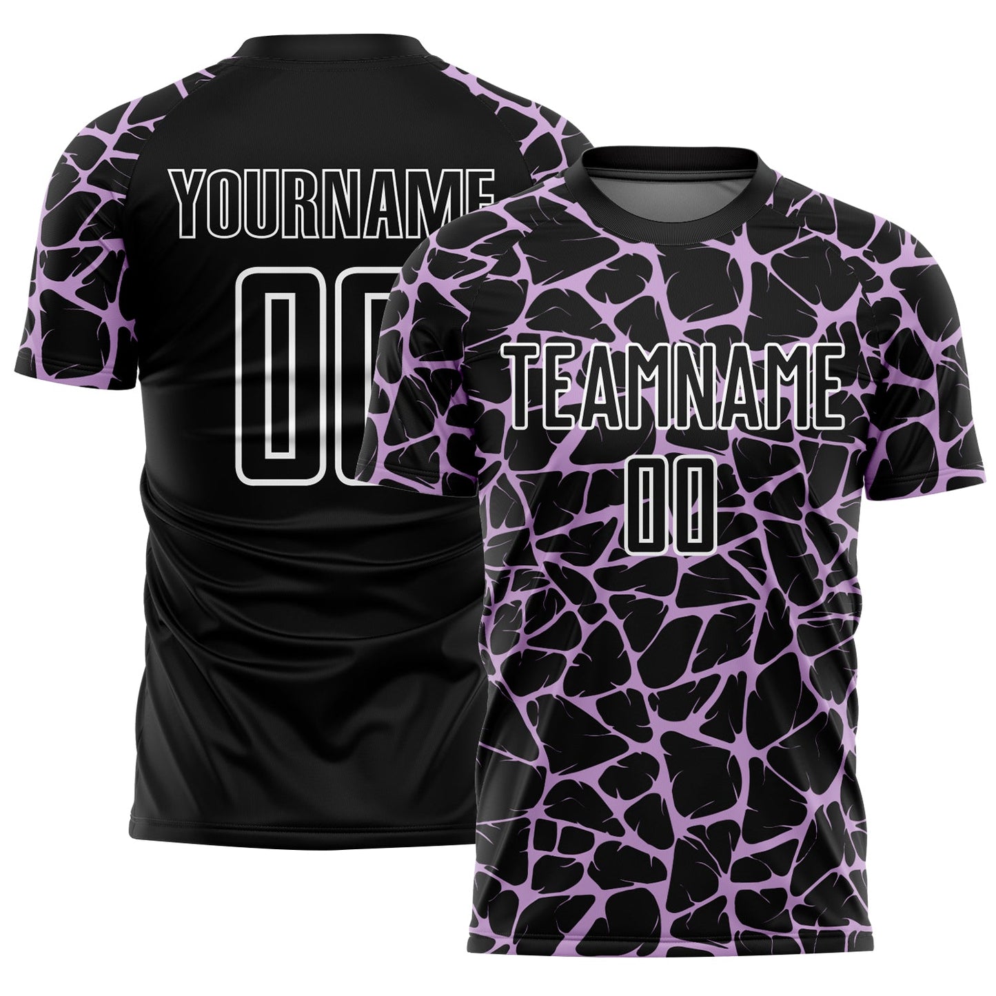 Custom Black Light Purple-White Abstract Network Splash Sublimation Soccer Uniform Jersey - Main View