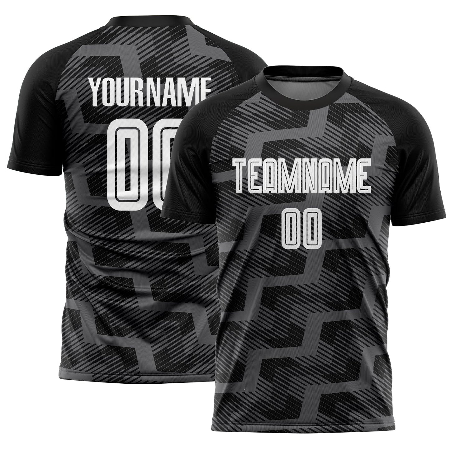 Custom Black White-Steel Gray Line Sublimation Soccer Uniform Jersey - Main View