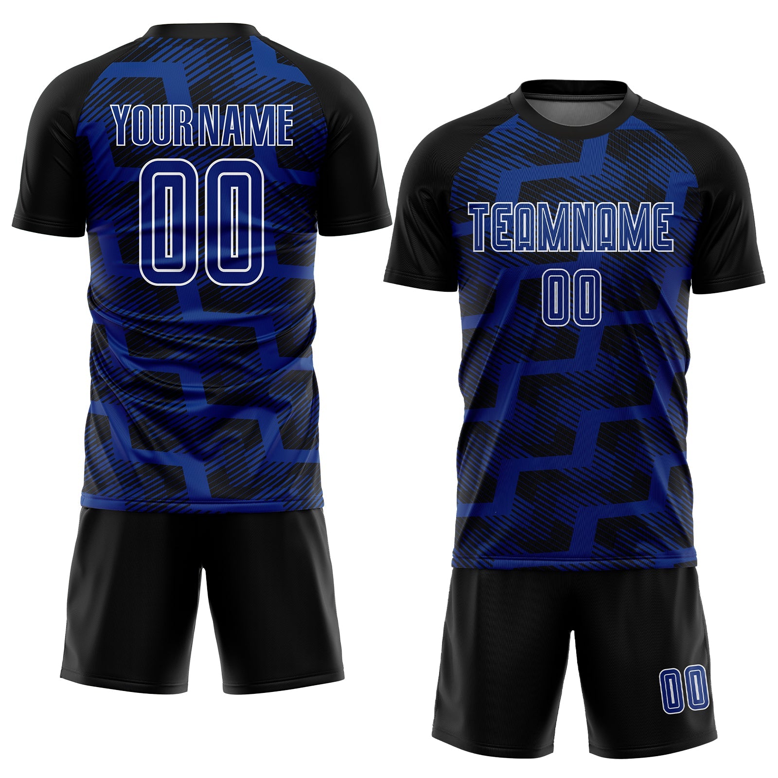 Custom Black Royal-White Line Sublimation Soccer Uniform Jersey view 2