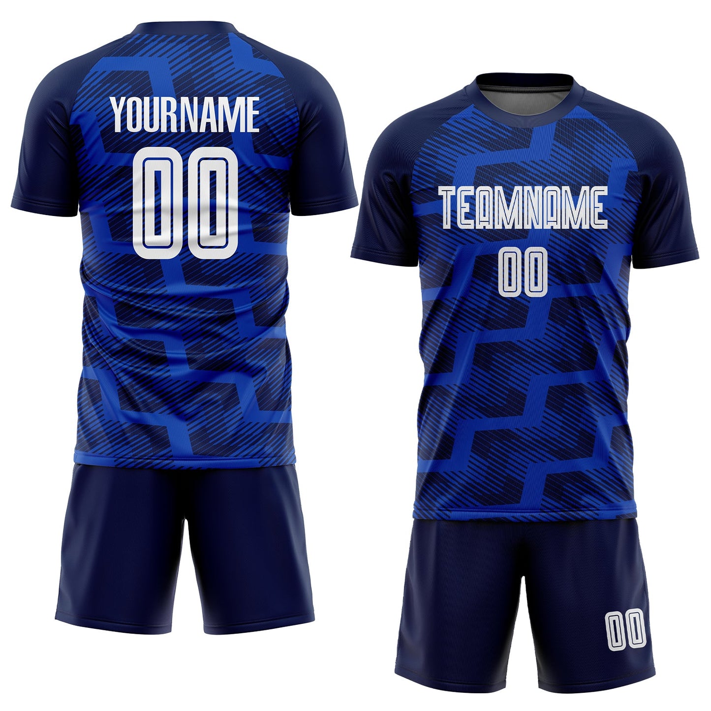 Custom Navy White-Thunder Blue Line Sublimation Soccer Uniform Jersey view 2