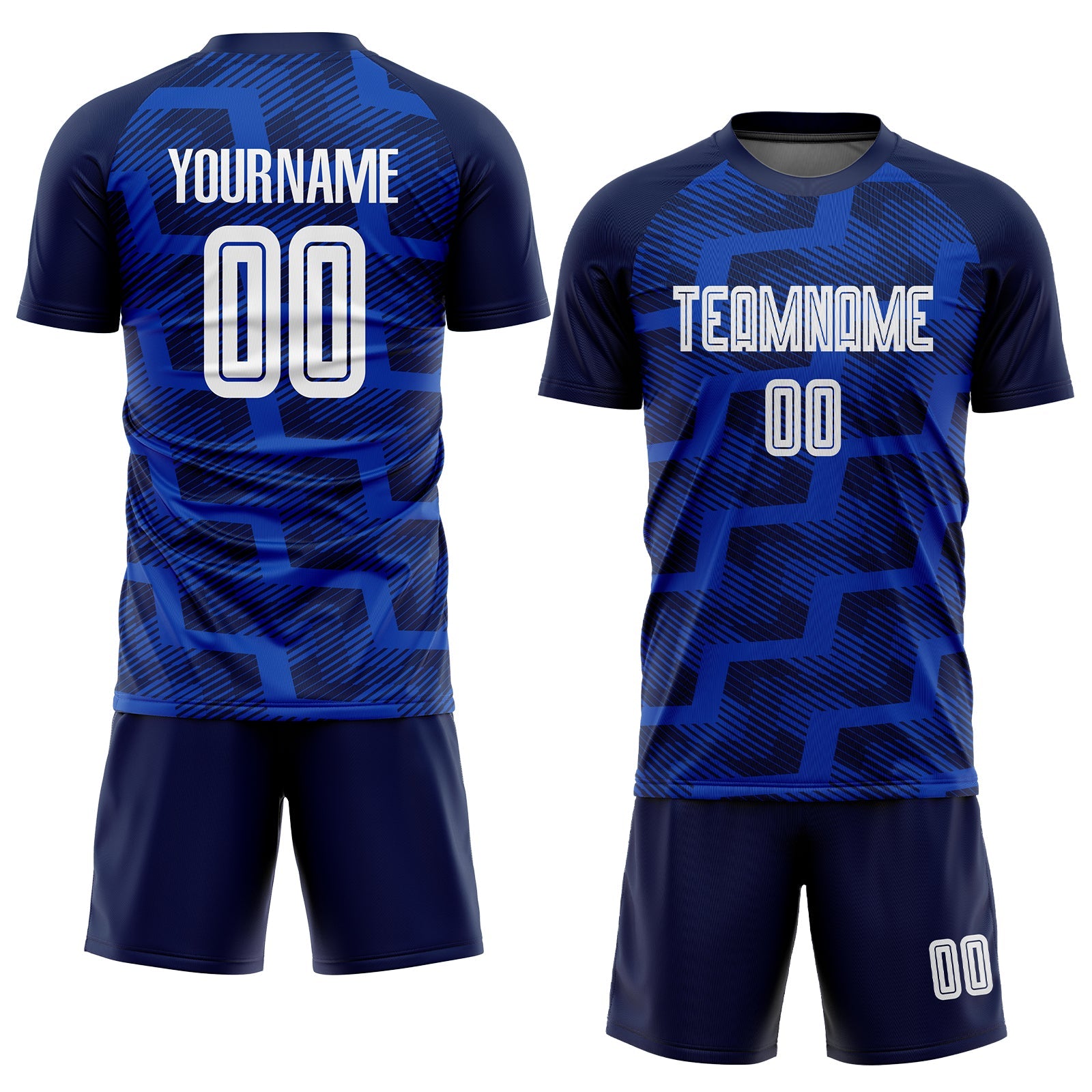 Custom Navy White-Thunder Blue Line Sublimation Soccer Uniform Jersey view 2