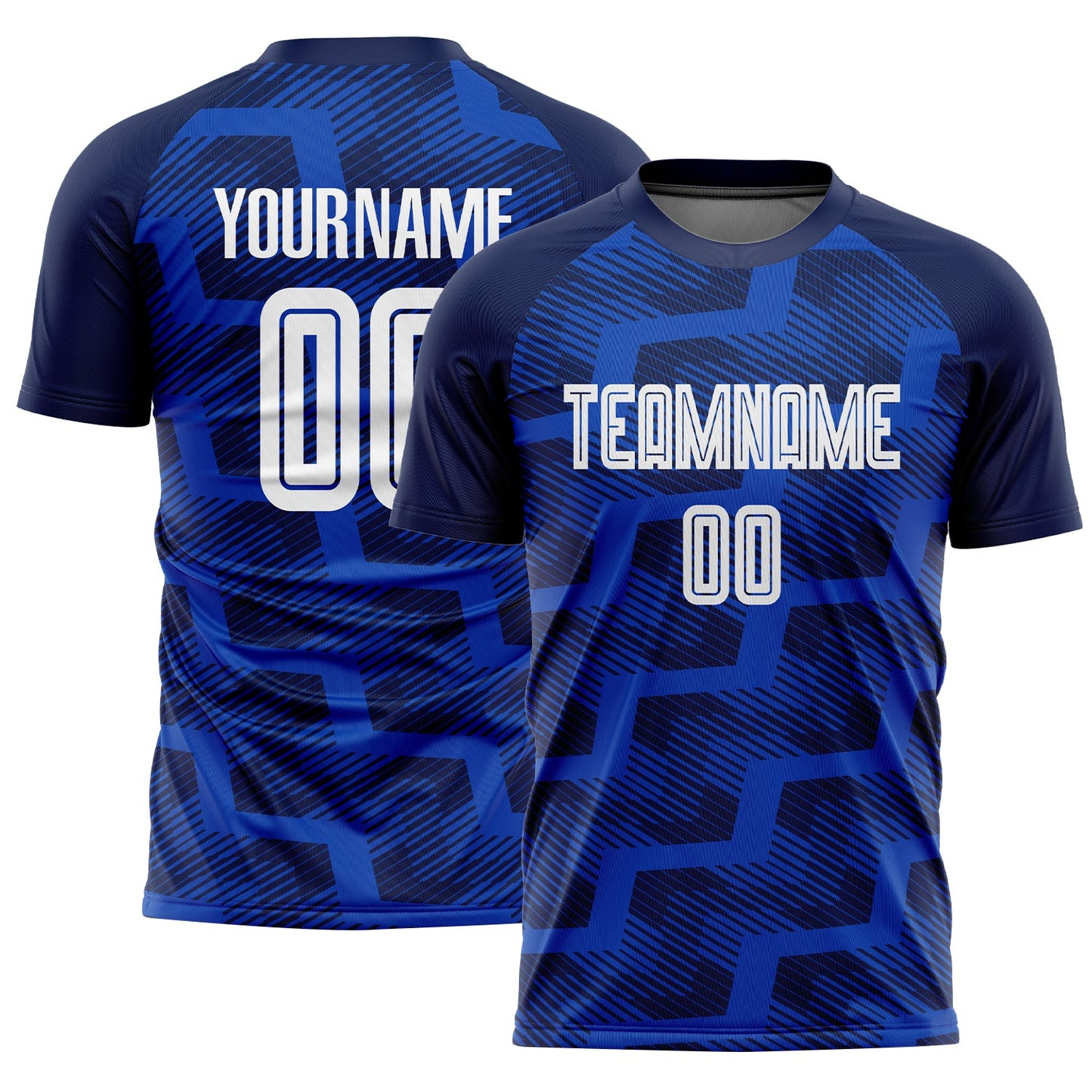 Custom Navy White-Thunder Blue Line Sublimation Soccer Uniform Jersey - Main View
