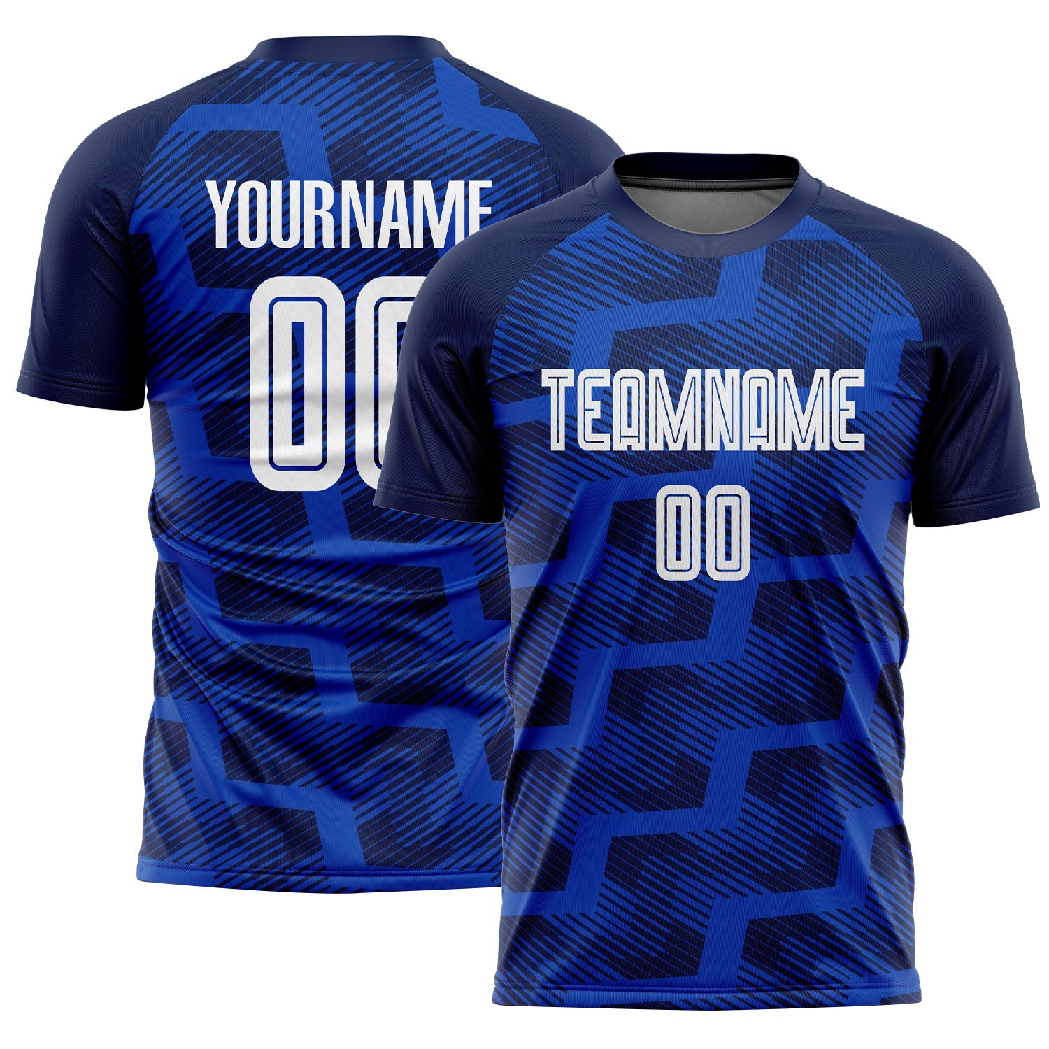Custom Navy White-Thunder Blue Line Sublimation Soccer Uniform Jersey - Main View