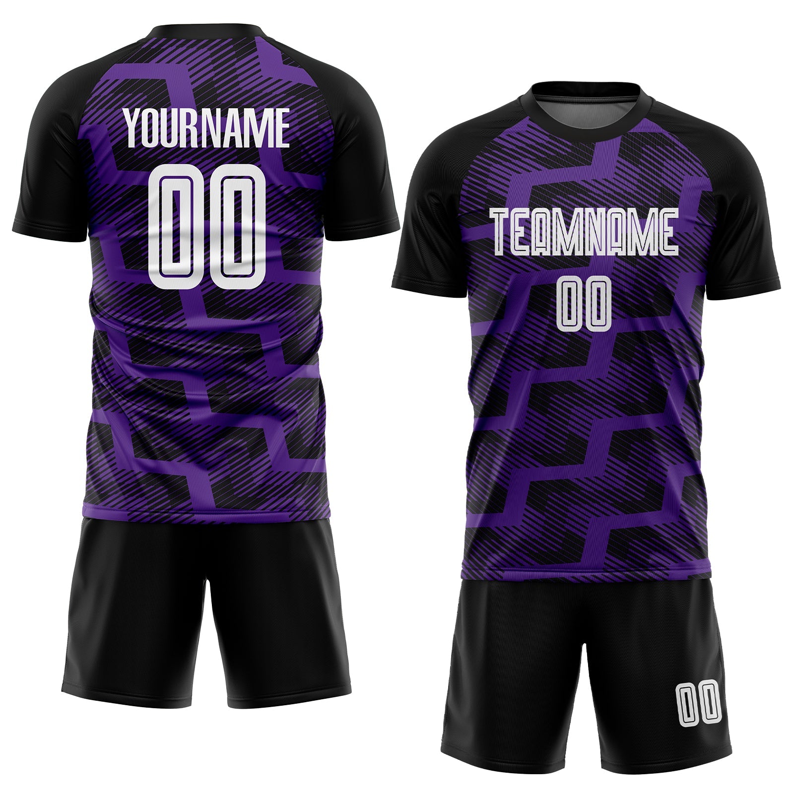 Custom Black White-Purple Line Sublimation Soccer Uniform Jersey view 2