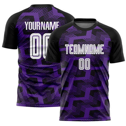 Custom Black White-Purple Line Sublimation Soccer Uniform Jersey - Main View