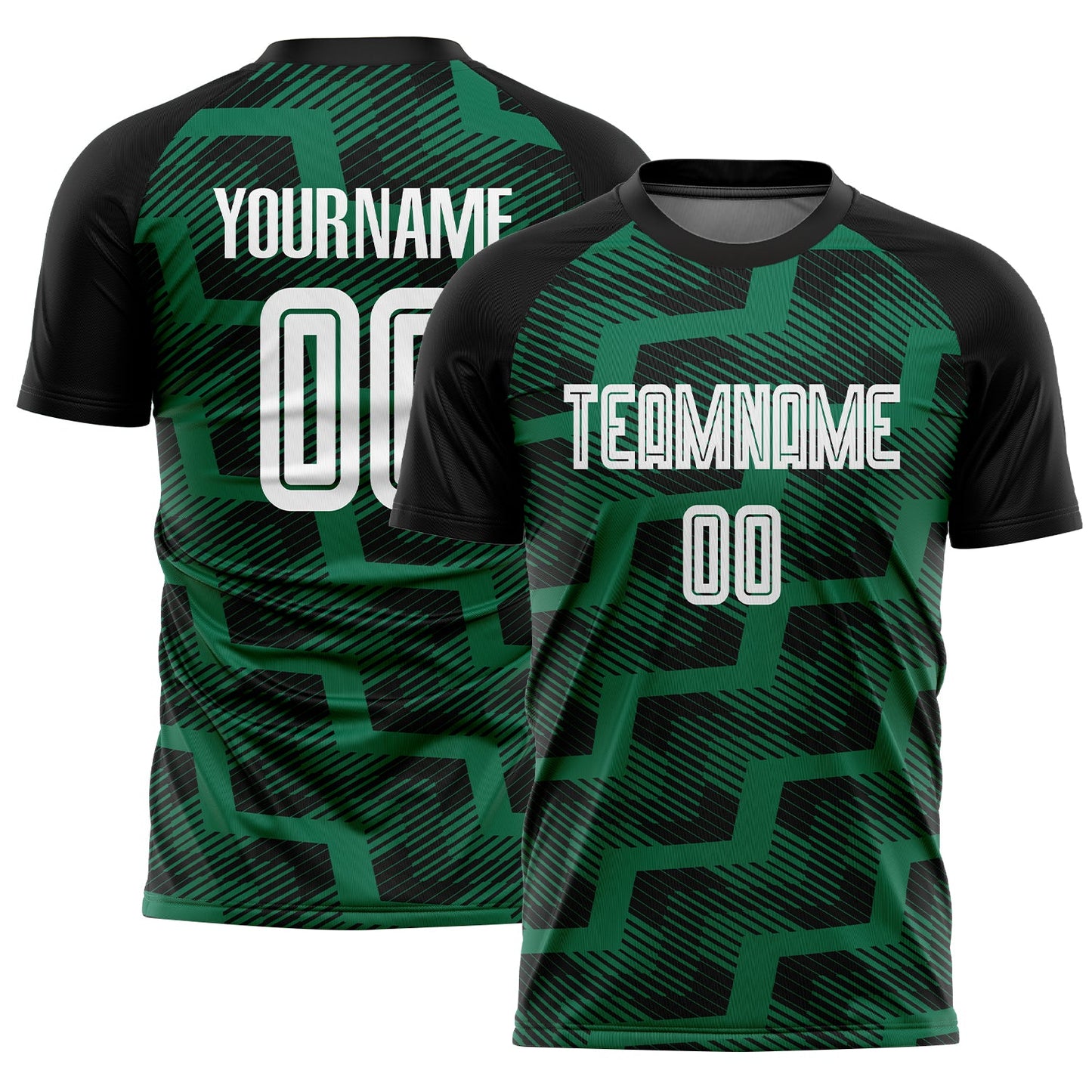 Custom Black White-Kelly Green Line Sublimation Soccer Uniform Jersey - Main View
