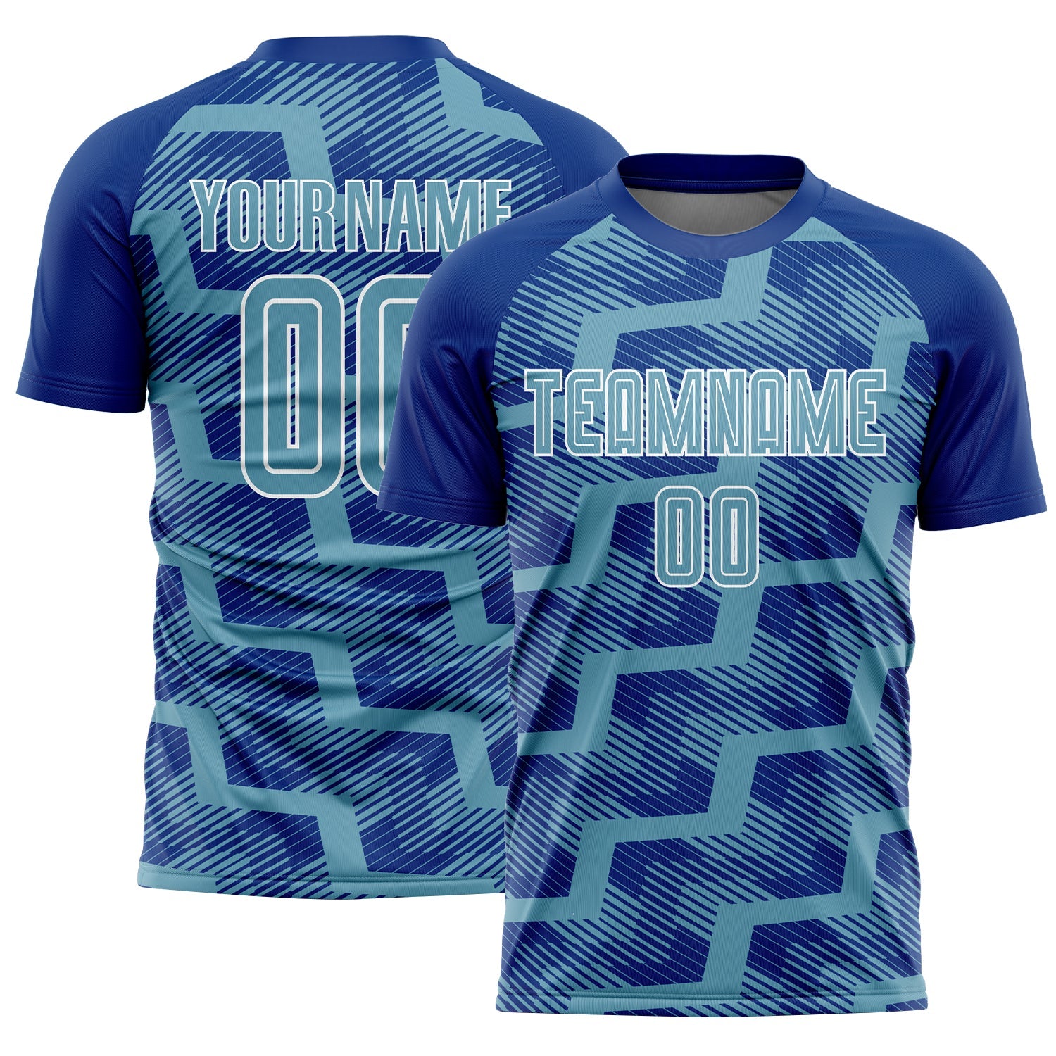 Custom Royal Shadow Blue-White Line Sublimation Soccer Uniform Jersey - Main View