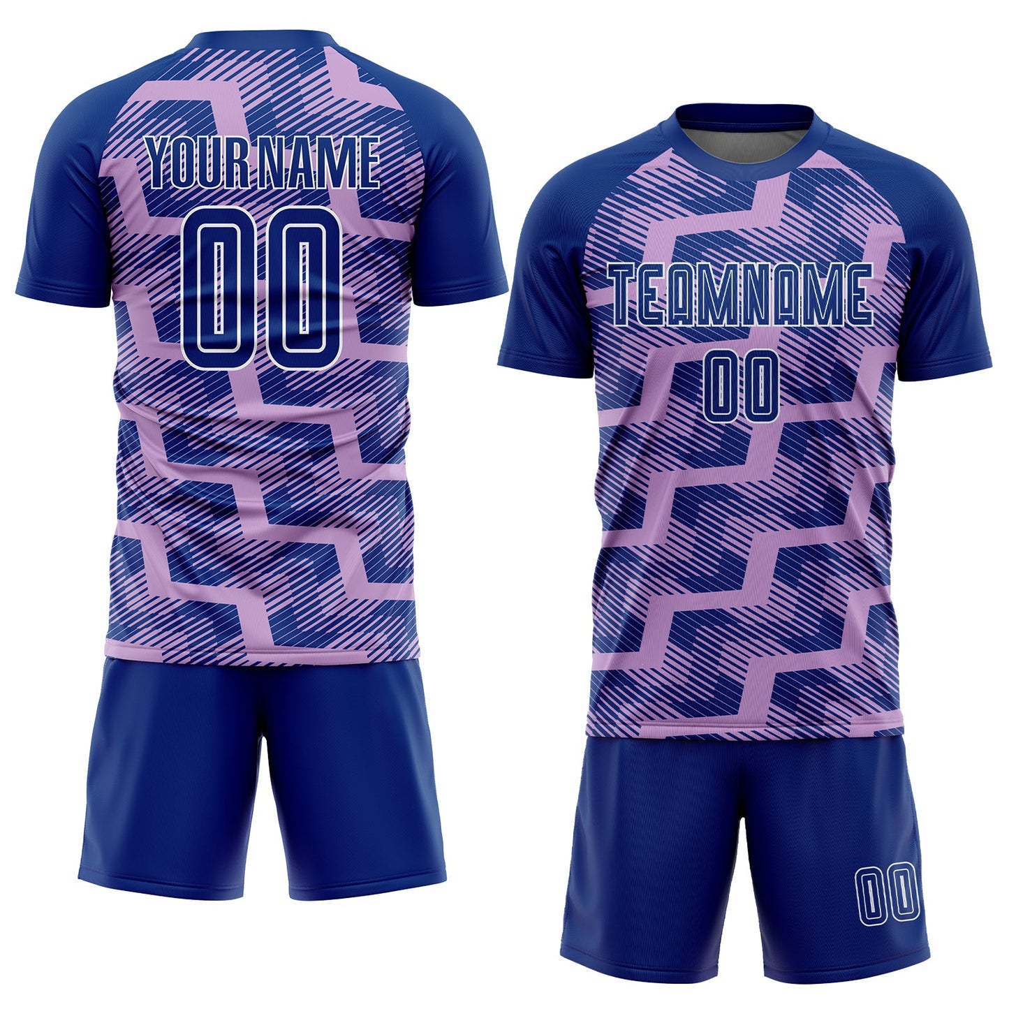 Custom Royal Light Purple-White Line Sublimation Soccer Uniform Jersey view 2