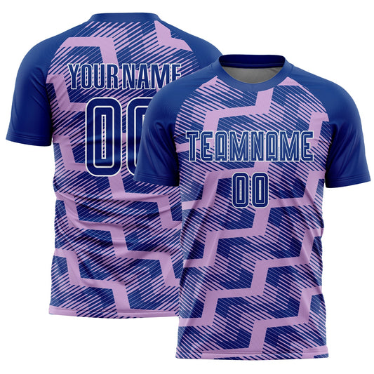 Custom Royal Light Purple-White Line Sublimation Soccer Uniform Jersey - Main View