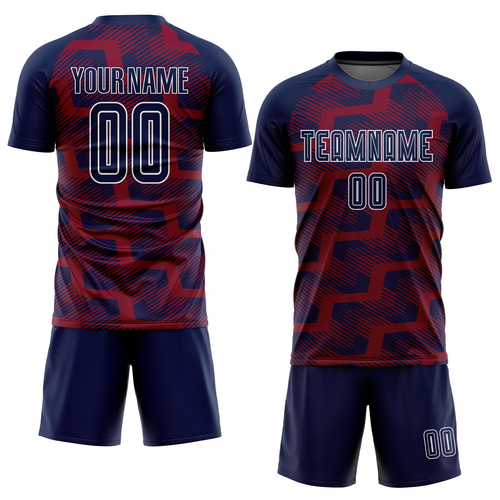 Custom Navy Crimson-White Line Sublimation Soccer Uniform Jersey view 2