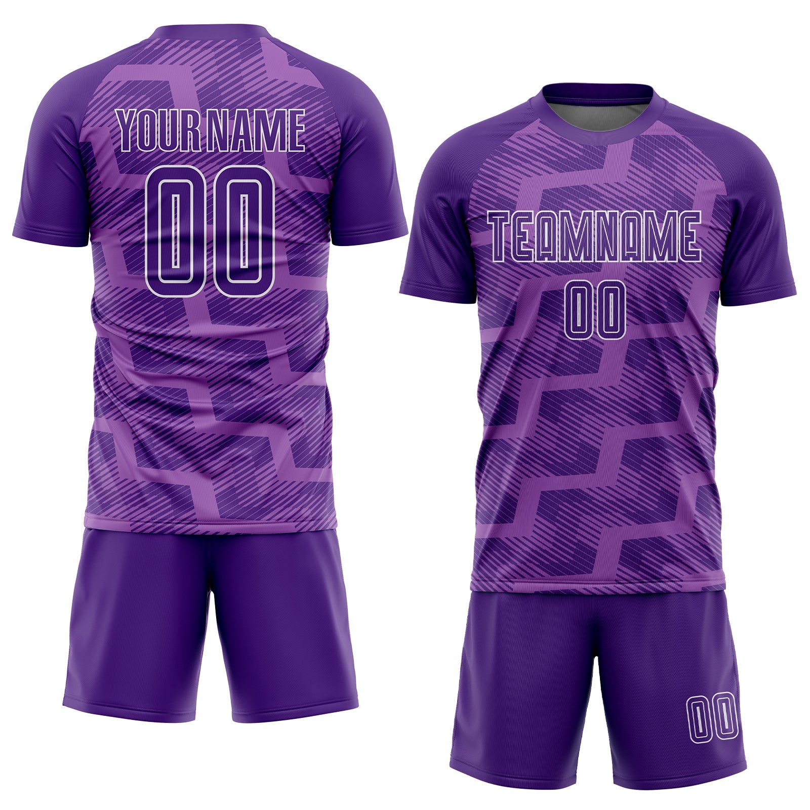 Custom Purple Medium Purple-White Line Sublimation Soccer Uniform Jersey view 2