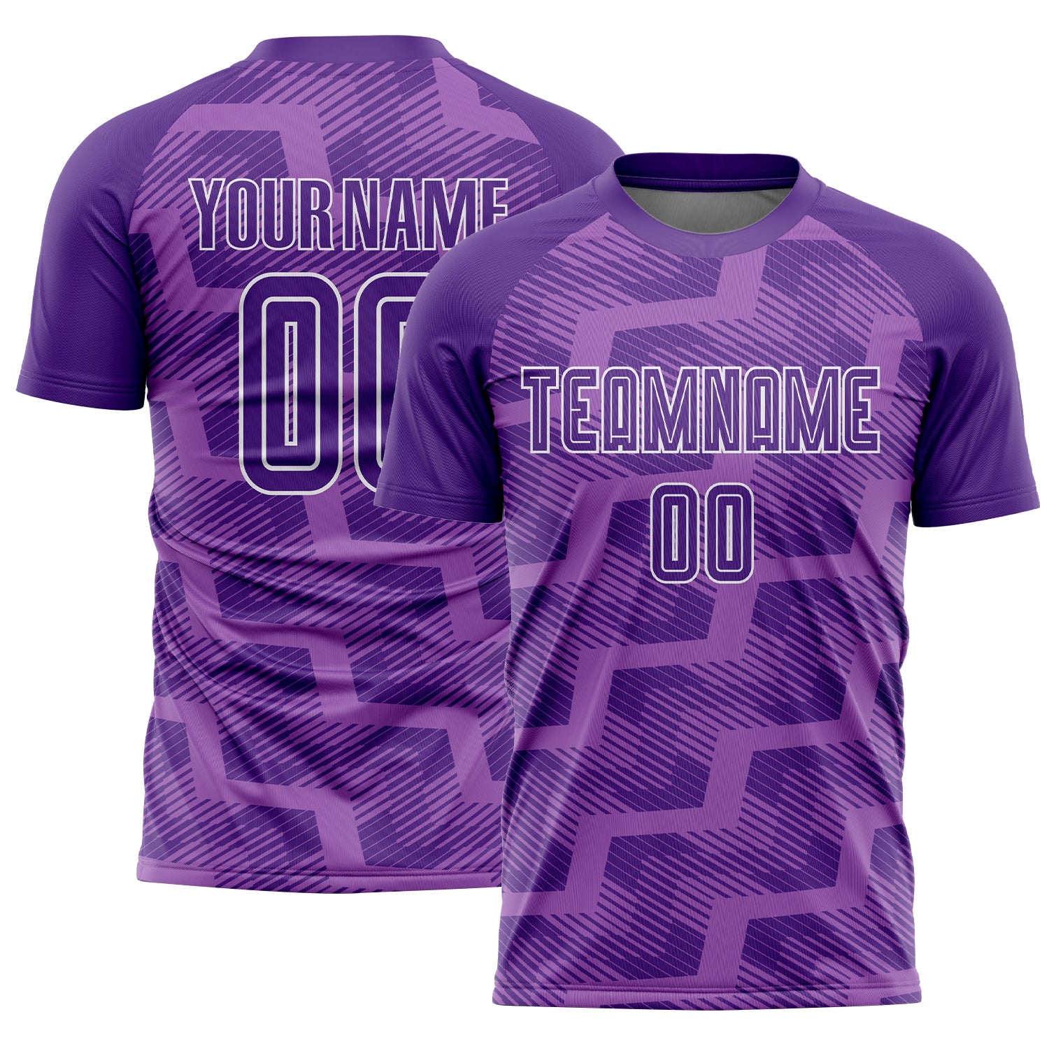 Custom Purple Medium Purple-White Line Sublimation Soccer Uniform Jersey - Main View