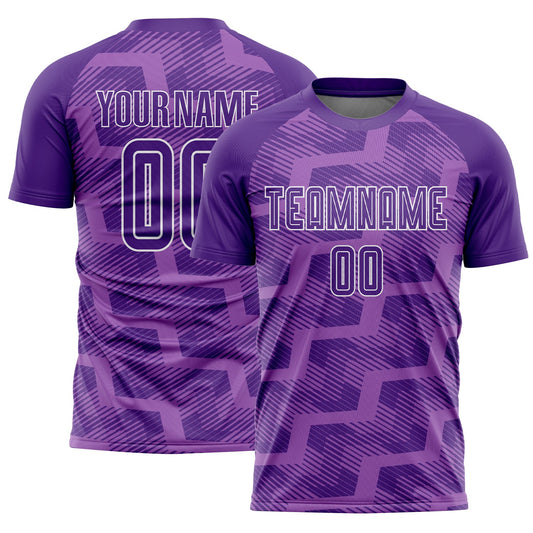 Custom Purple Medium Purple-White Line Sublimation Soccer Uniform Jersey - Main View