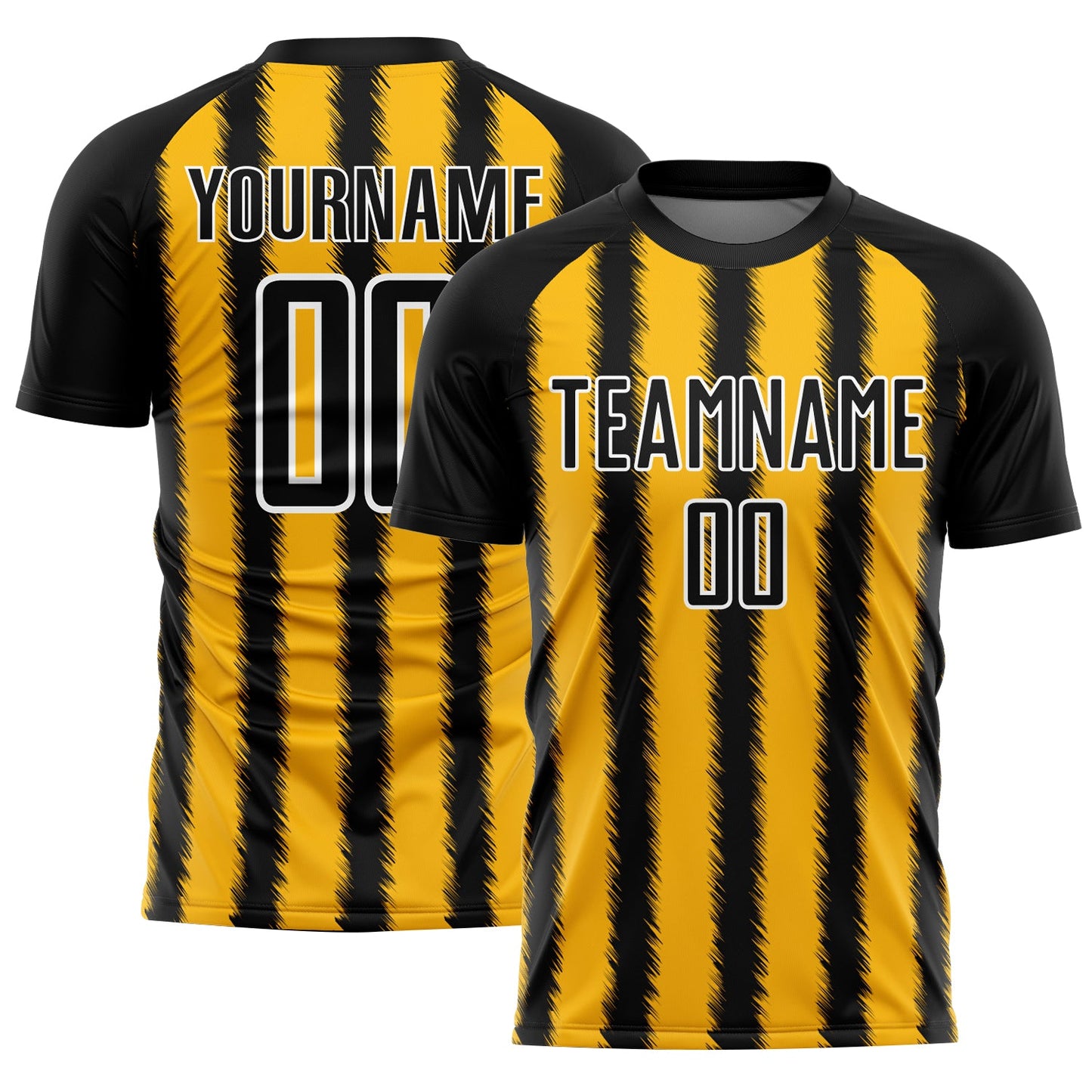 Custom Black Gold-White Line Sublimation Soccer Uniform Jersey - Main View