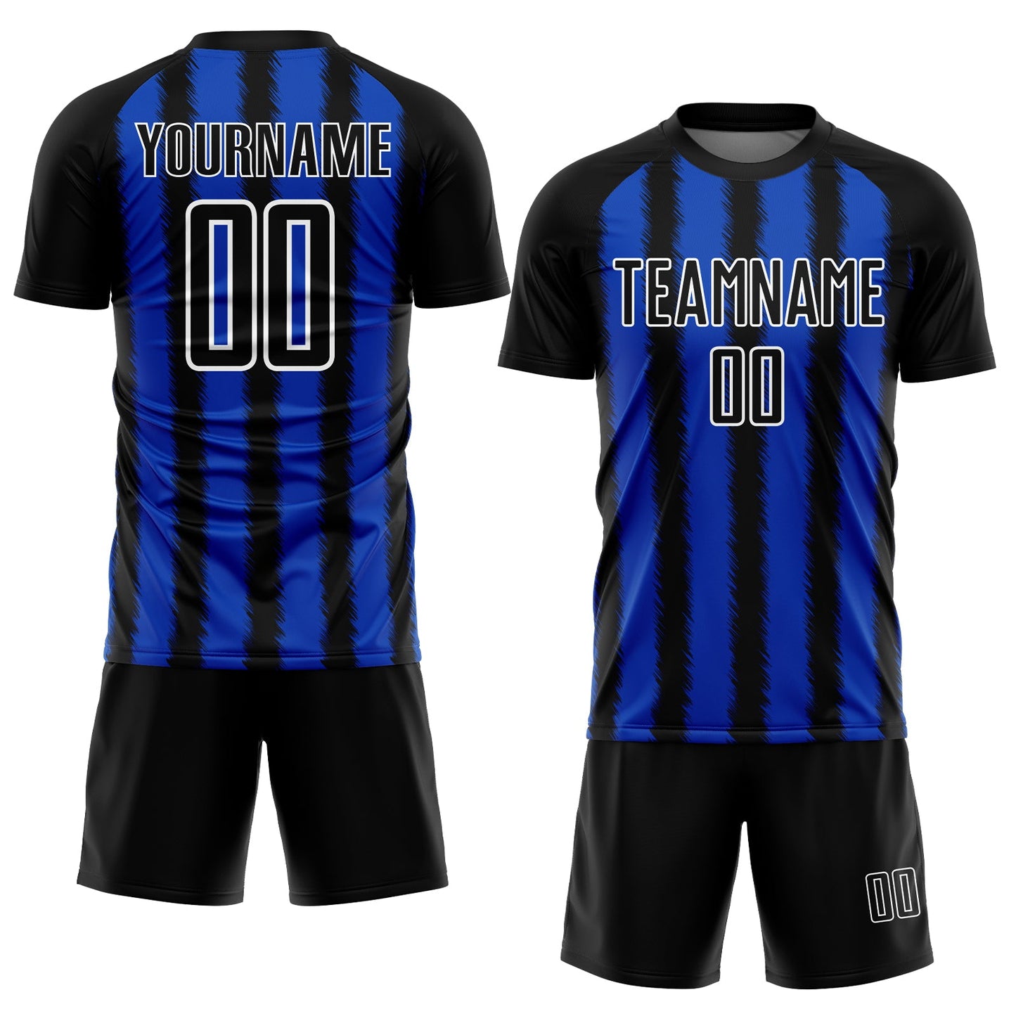 Custom Black Thunder Blue-White Line Sublimation Soccer Uniform Jersey view 2