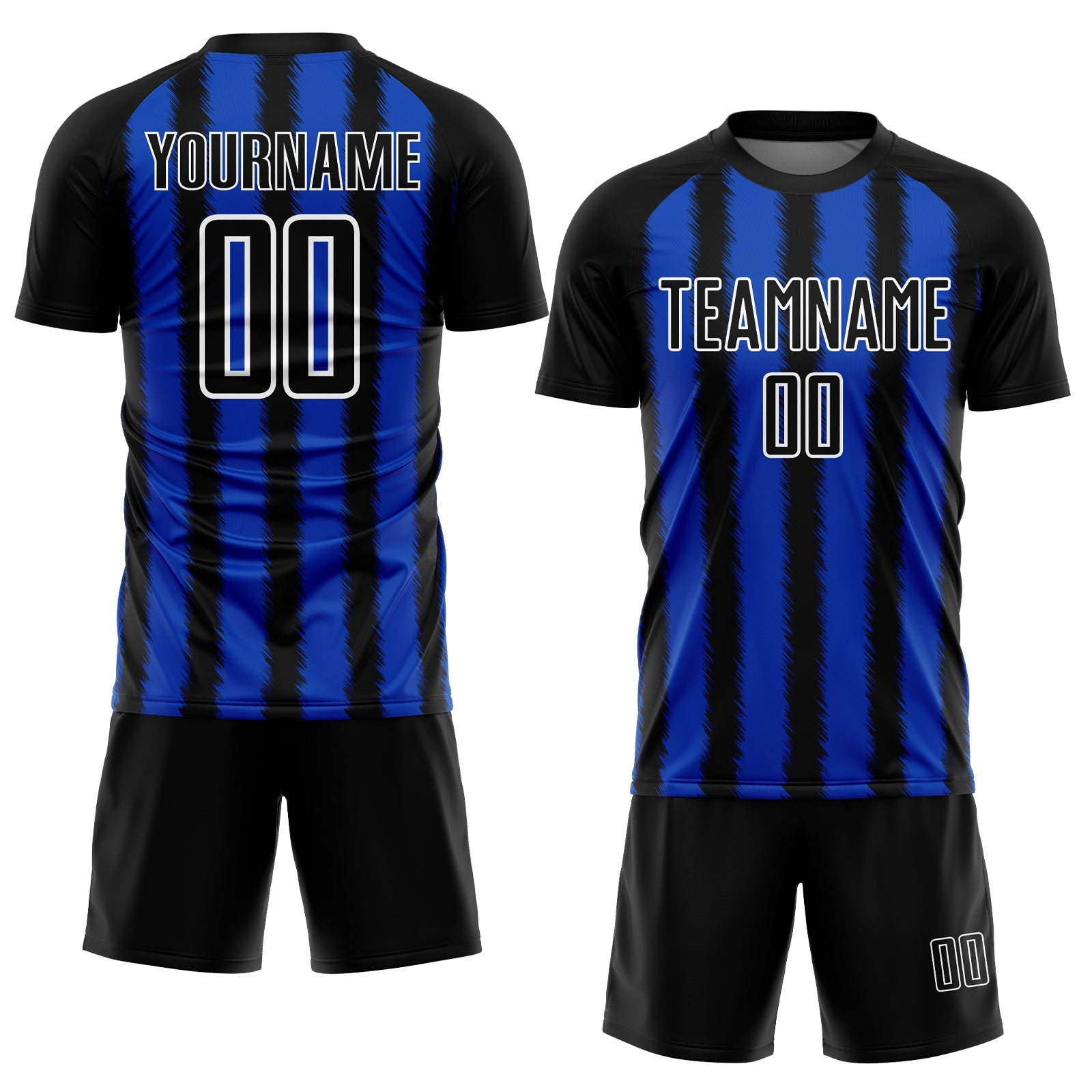 Custom Black Thunder Blue-White Line Sublimation Soccer Uniform Jersey view 2
