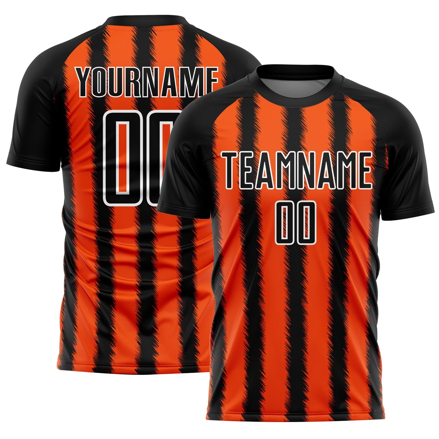 Custom Black Orange-White Line Sublimation Soccer Uniform Jersey - Main View