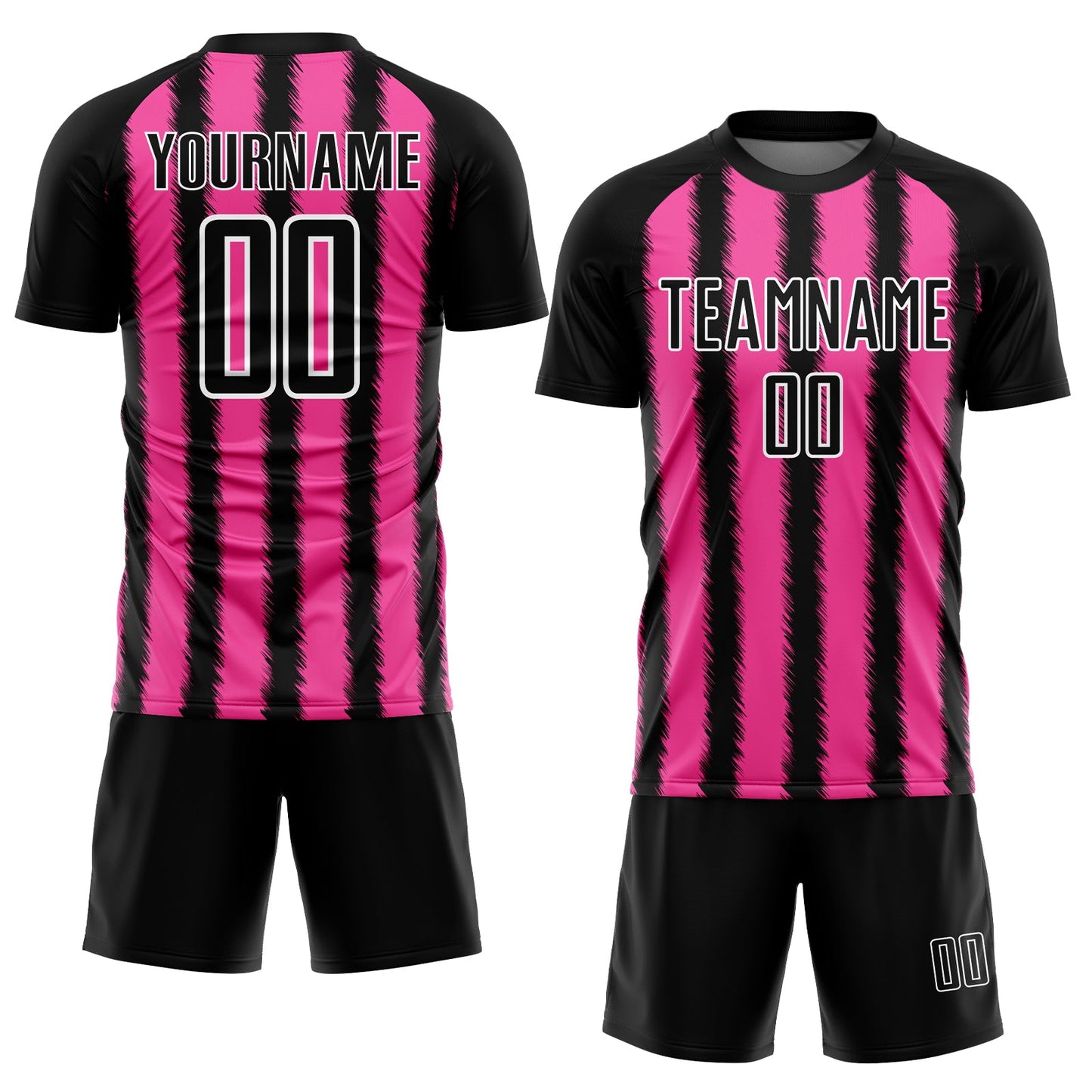 Custom Black Pink-White Line Sublimation Soccer Uniform Jersey view 2