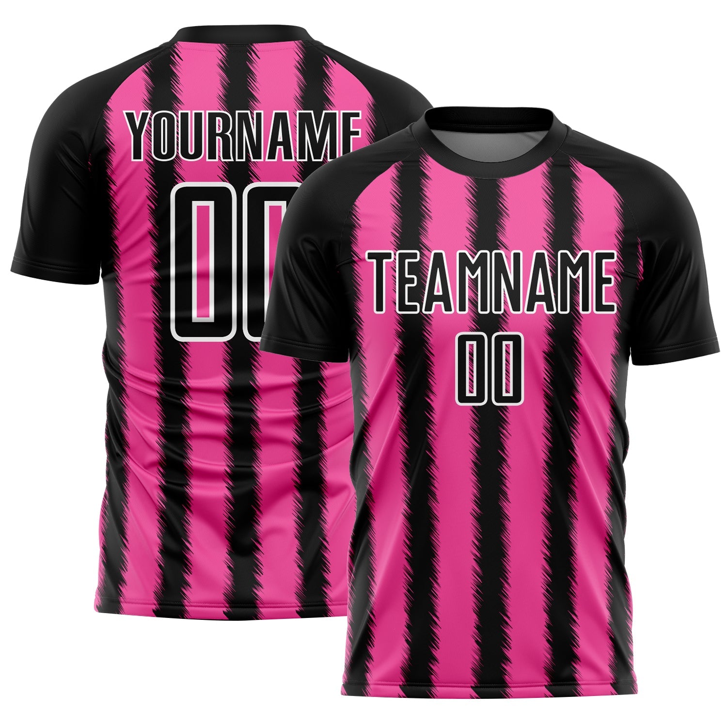 Custom Black Pink-White Line Sublimation Soccer Uniform Jersey - Main View