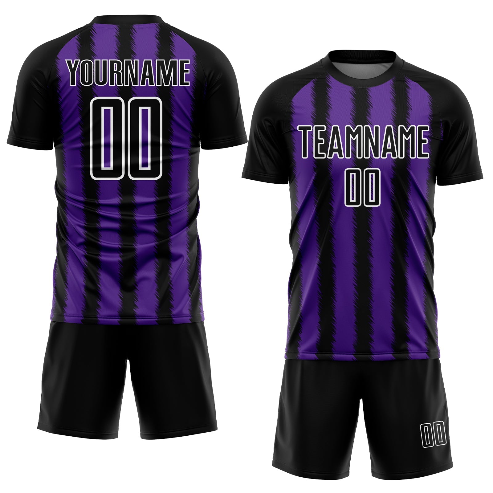 Custom Black Purple-White Line Sublimation Soccer Uniform Jersey view 2