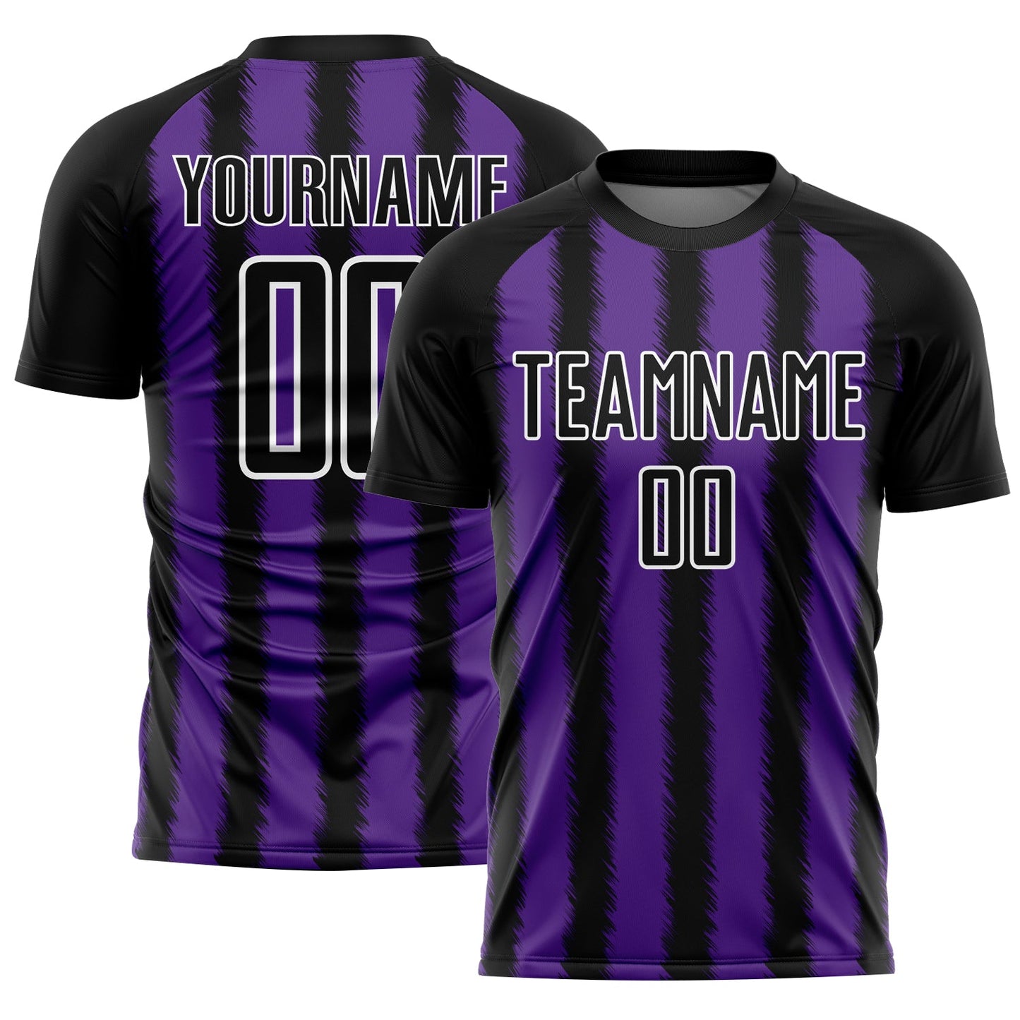 Custom Black Purple-White Line Sublimation Soccer Uniform Jersey - Main View