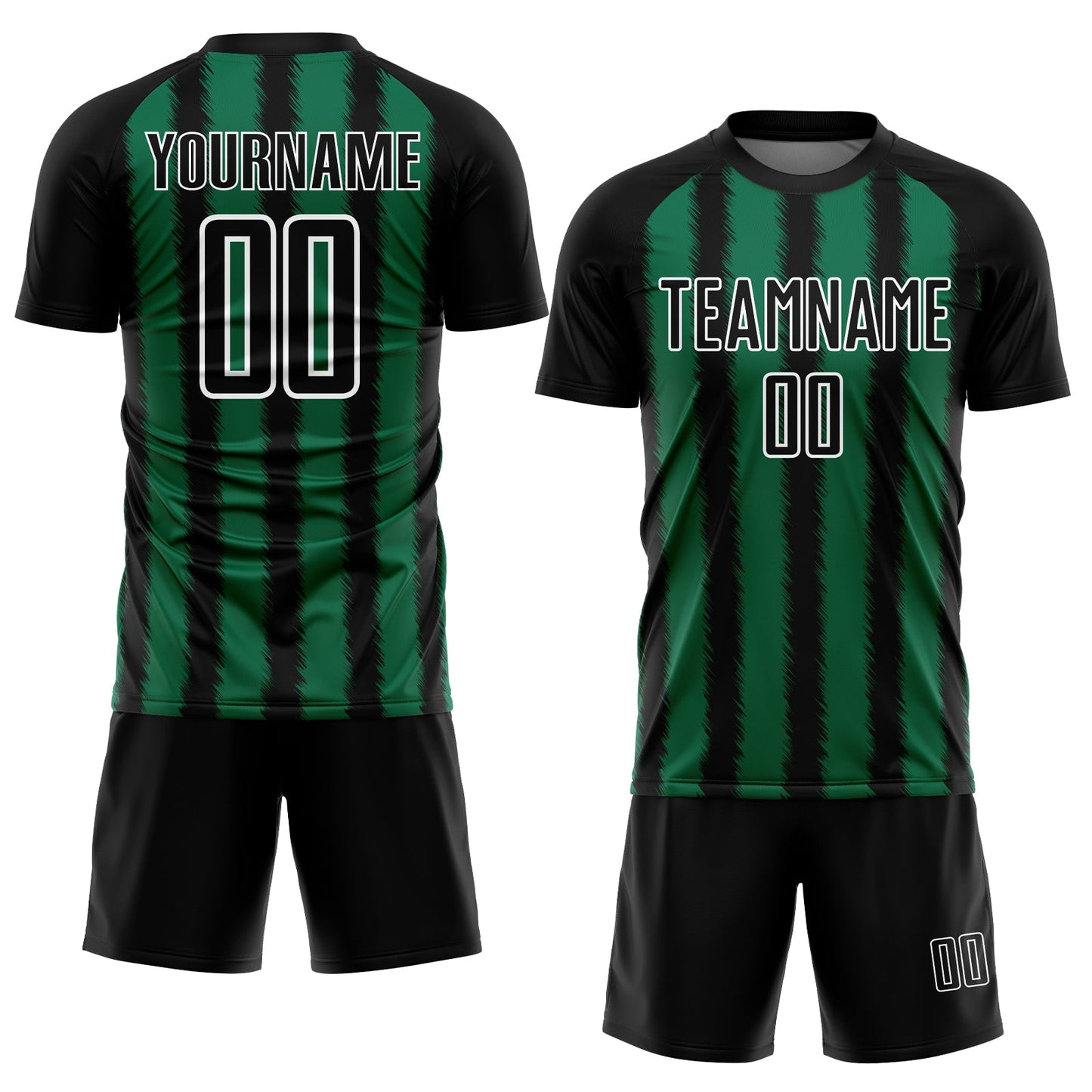 Custom Black Kelly Green-White Line Sublimation Soccer Uniform Jersey view 2