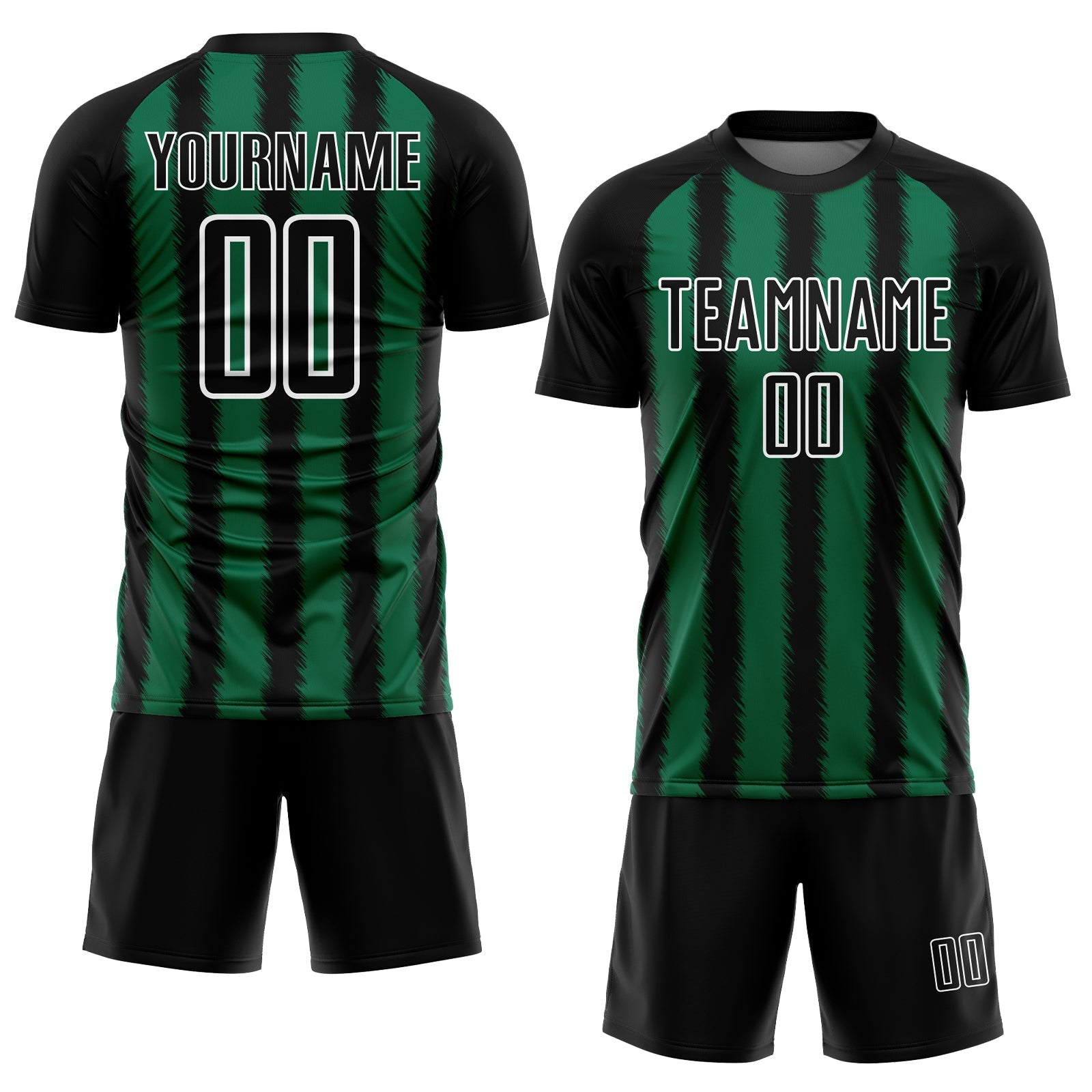 Custom Black Kelly Green-White Line Sublimation Soccer Uniform Jersey view 2