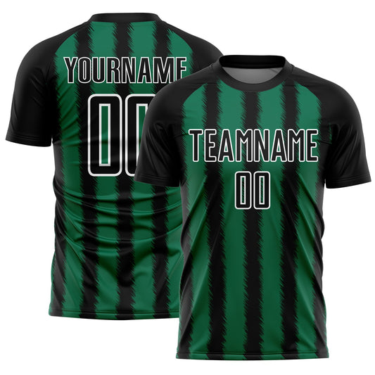 Custom Black Kelly Green-White Line Sublimation Soccer Uniform Jersey - Main View