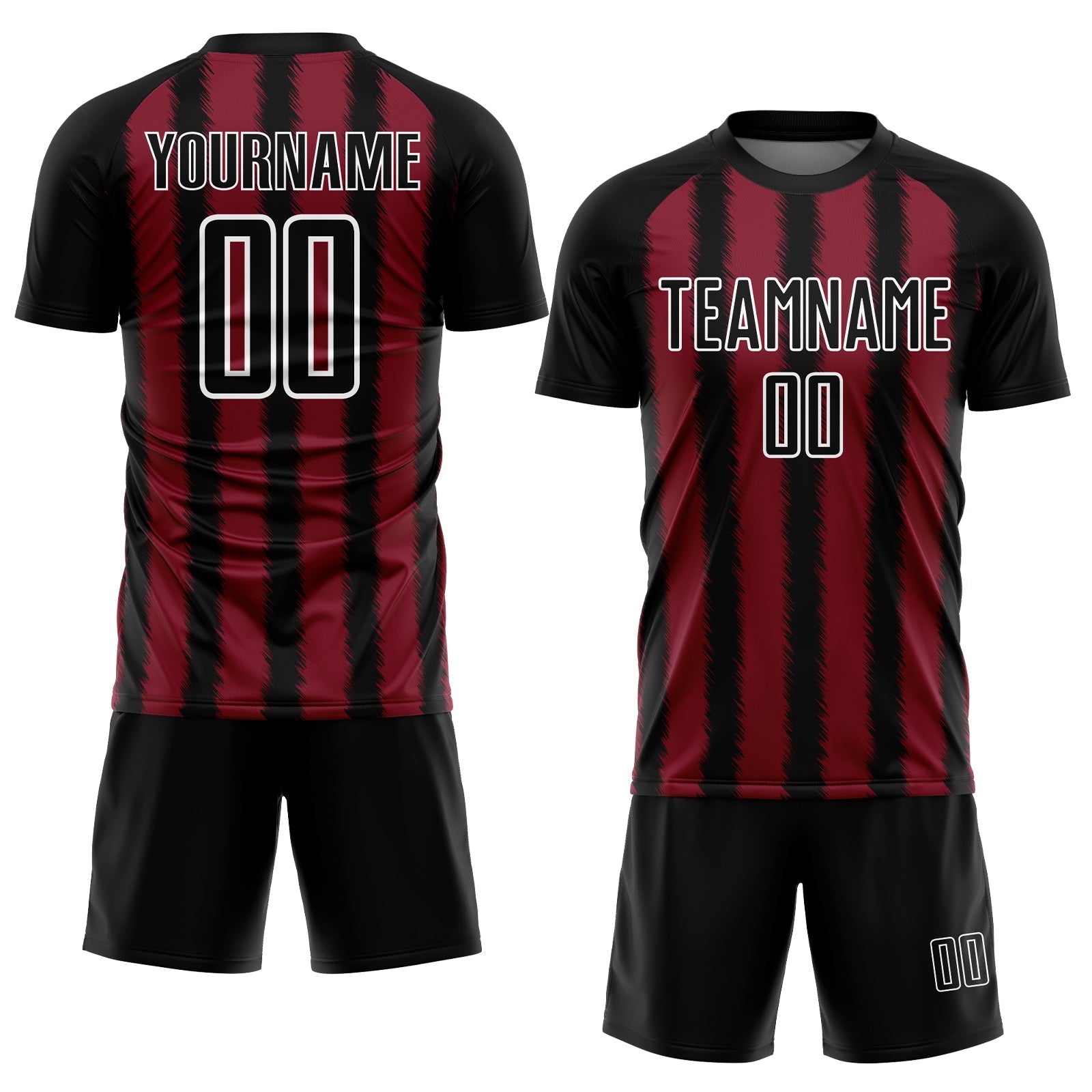 Custom Black Crimson-White Line Sublimation Soccer Uniform Jersey view 2