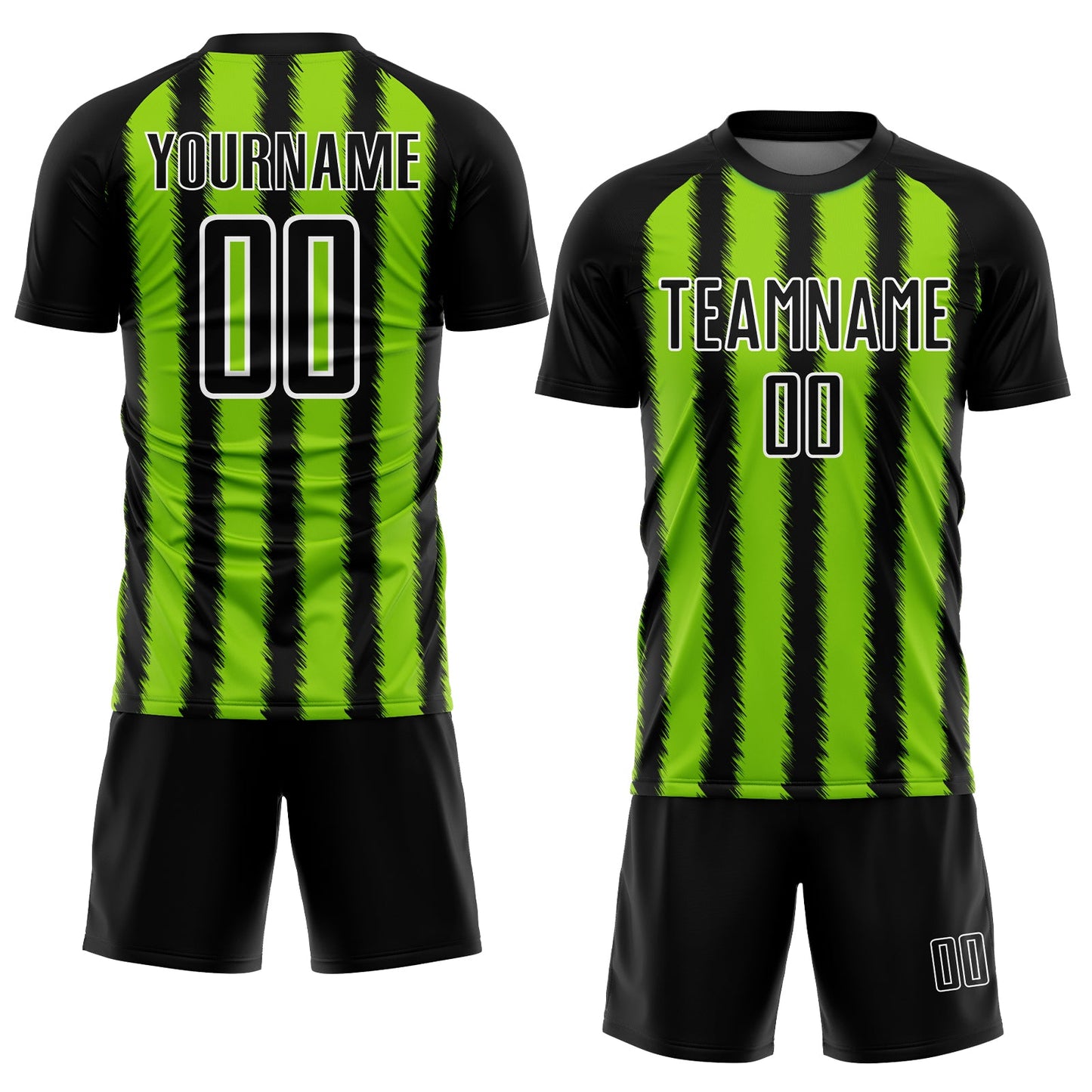 Custom Black Neon Green-White Line Sublimation Soccer Uniform Jersey view 2