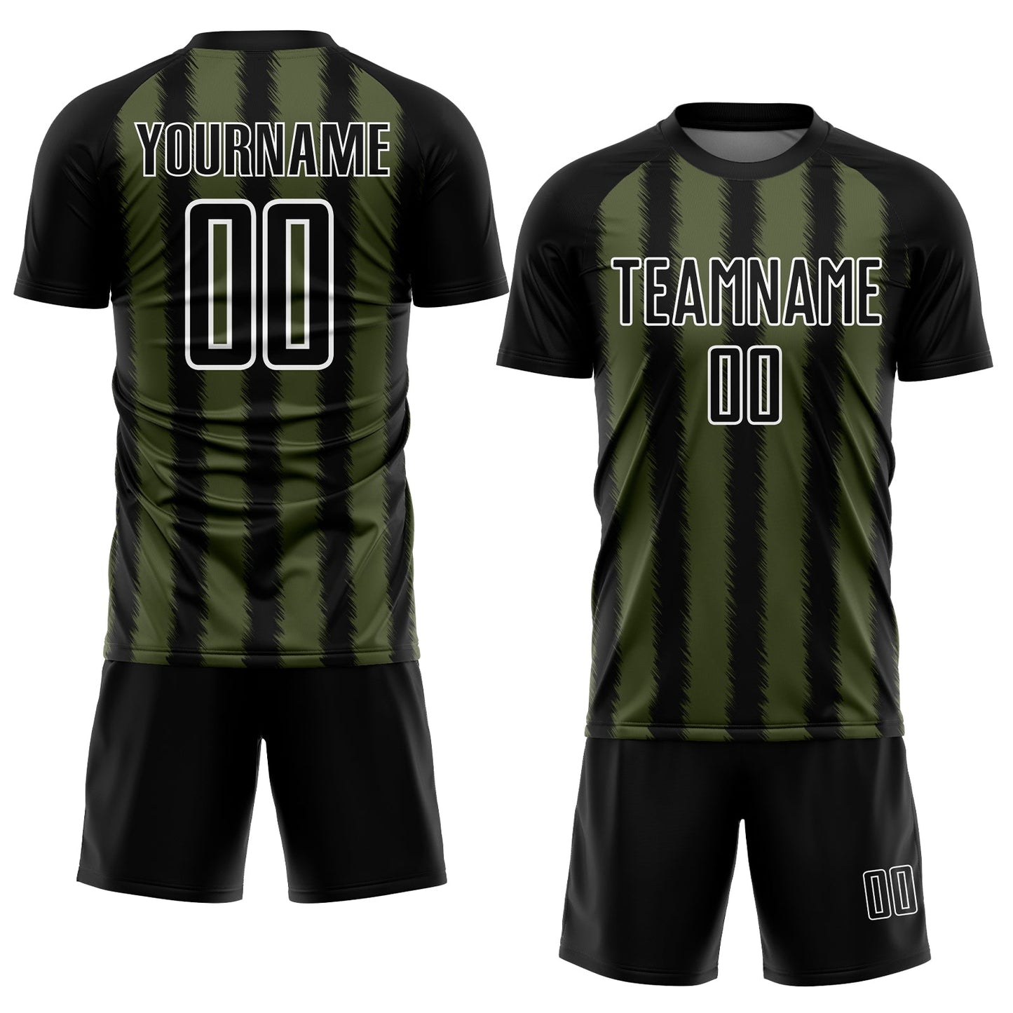 Custom Black Olive-White Line Sublimation Soccer Uniform Jersey view 2