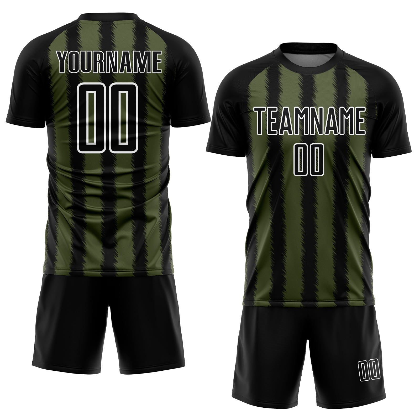 Custom Black Olive-White Line Sublimation Soccer Uniform Jersey view 2