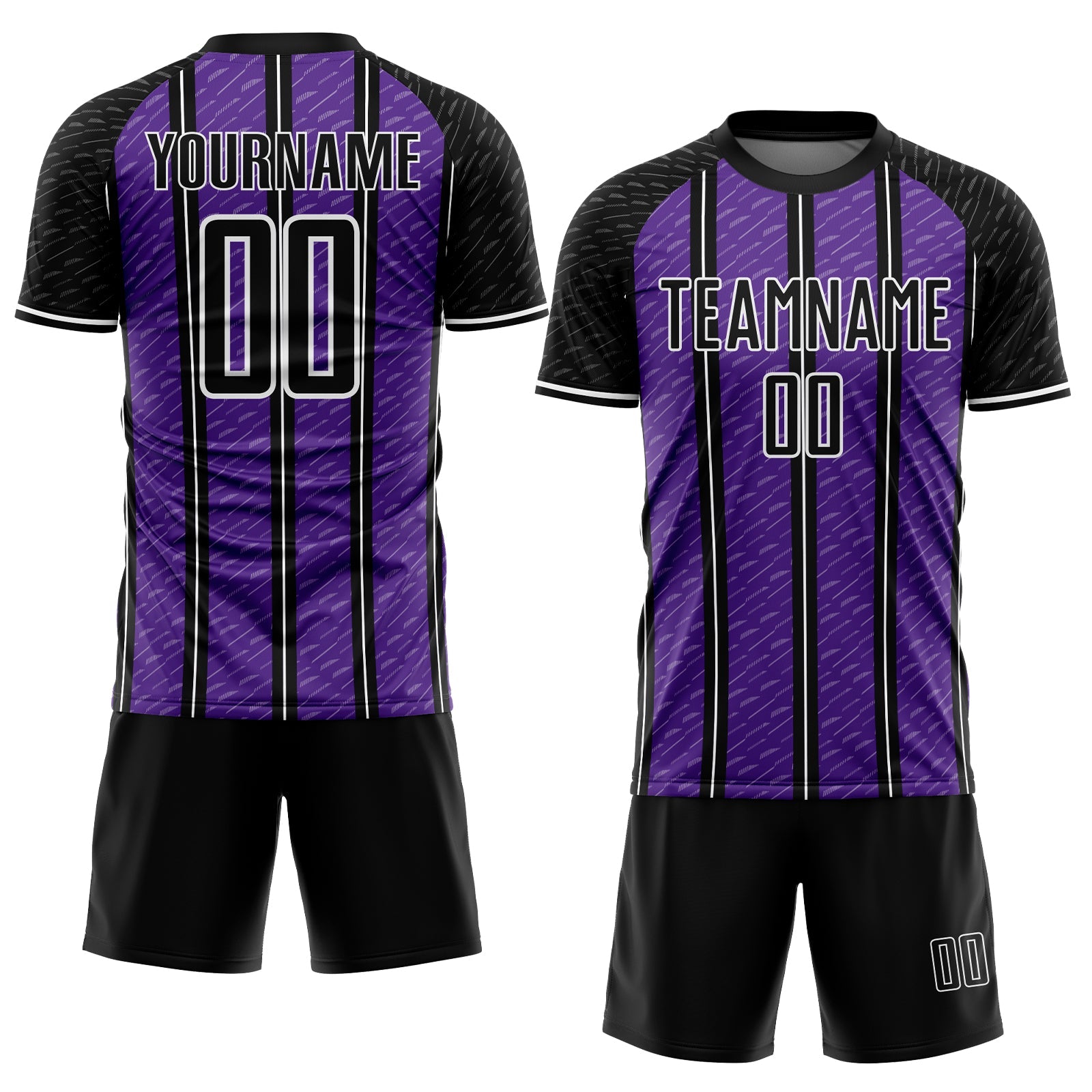 Custom Black Purple-White Line Sublimation Soccer Uniform Jersey view 2