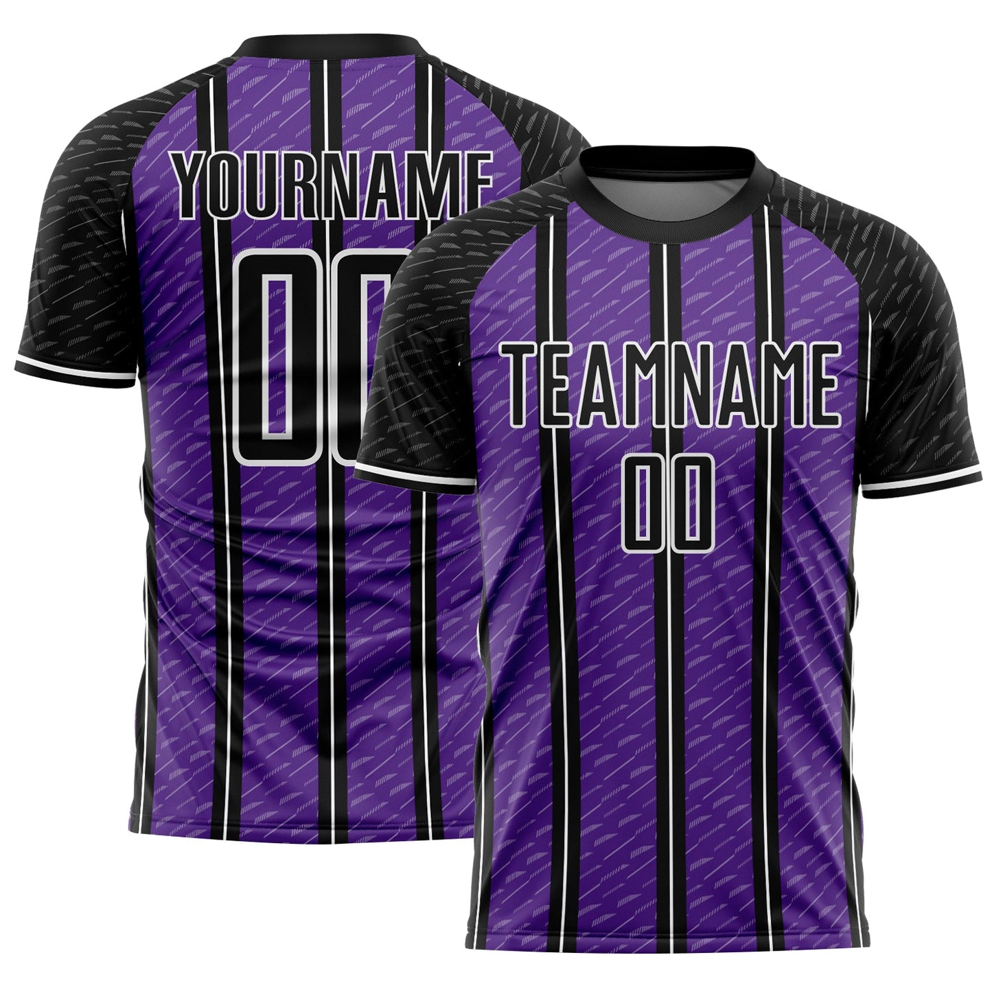Custom Black Purple-White Line Sublimation Soccer Uniform Jersey - Main View