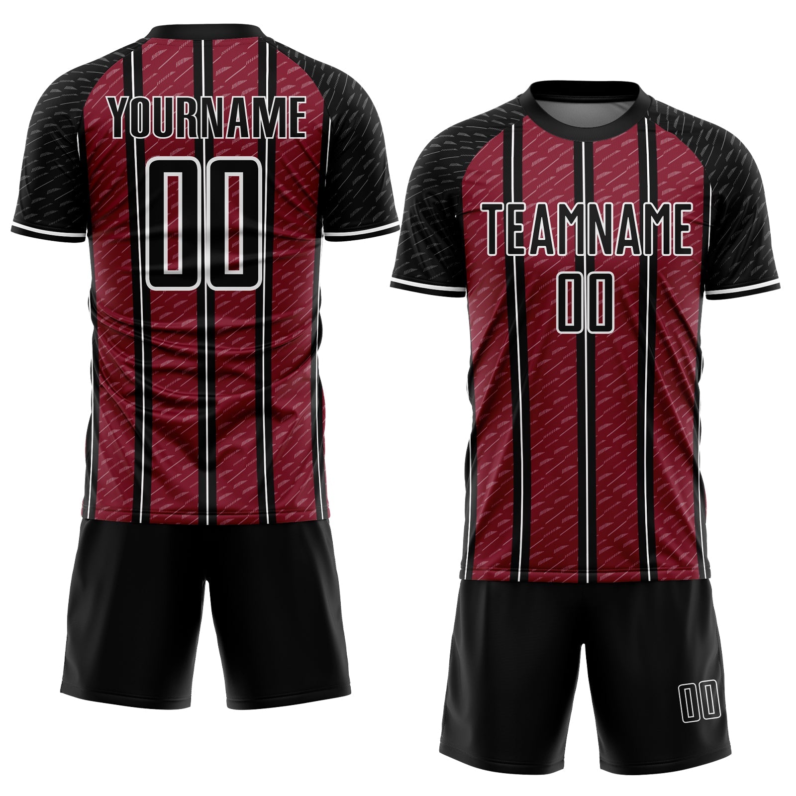 Custom Black Crimson-White Line Sublimation Soccer Uniform Jersey view 2