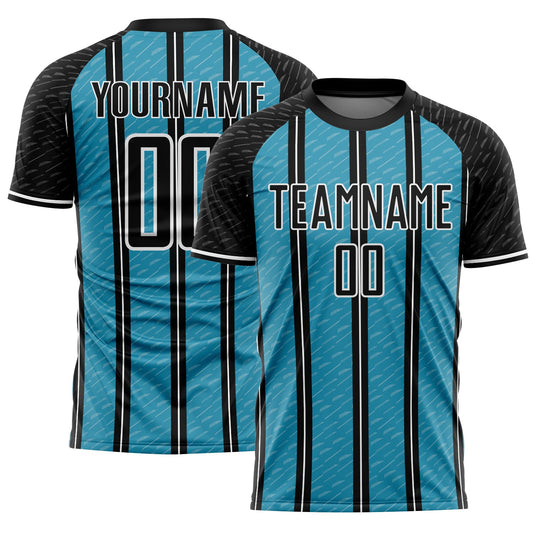 Custom Black Panther Blue-White Line Sublimation Soccer Uniform Jersey - Main View