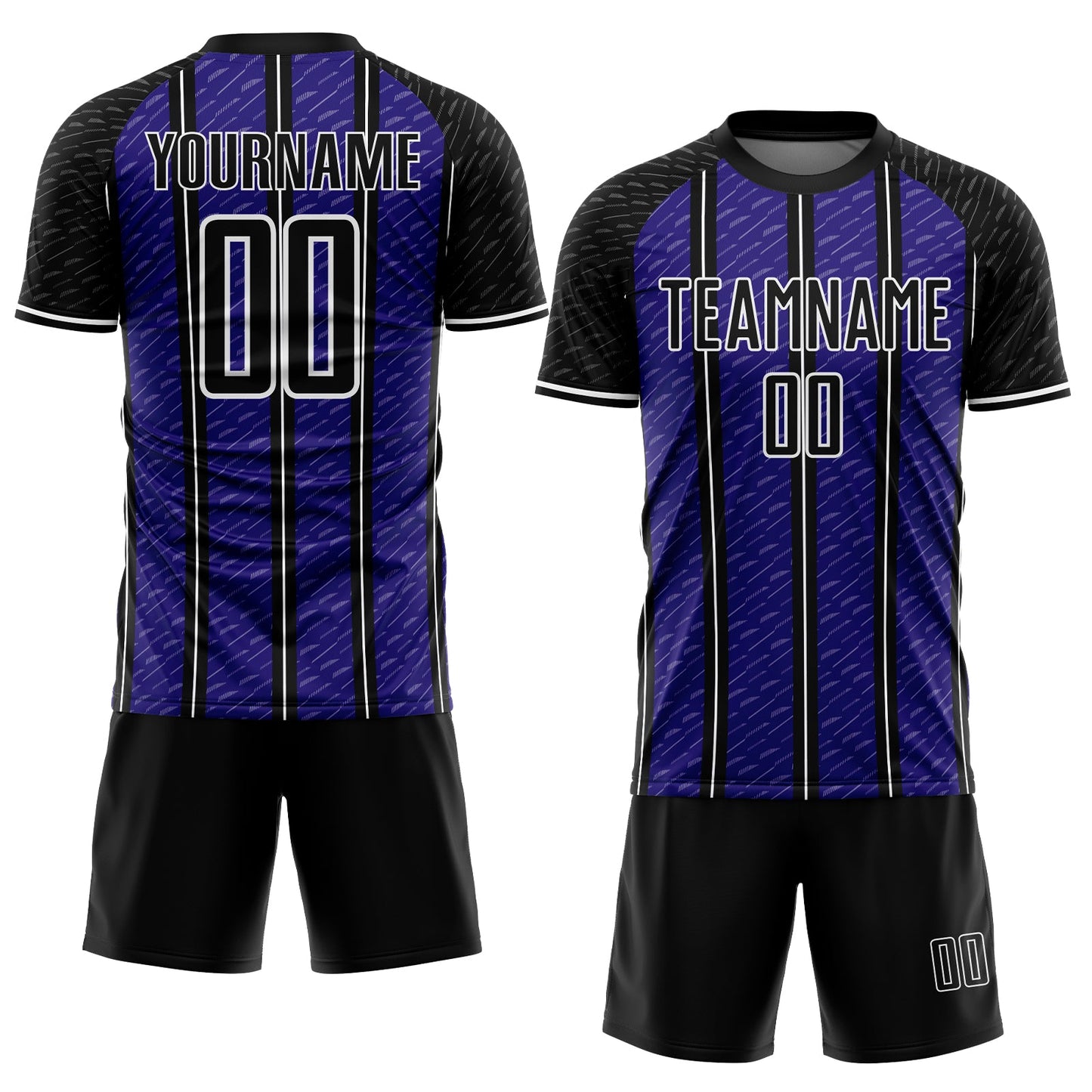 Custom Black Dark Purple-White Line Sublimation Soccer Uniform Jersey view 2