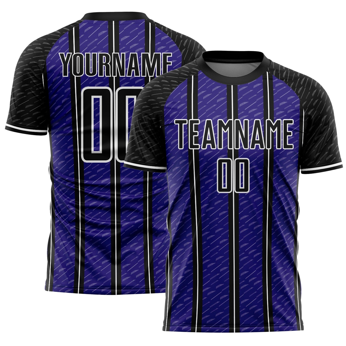 Custom Black Dark Purple-White Line Sublimation Soccer Uniform Jersey - Main View