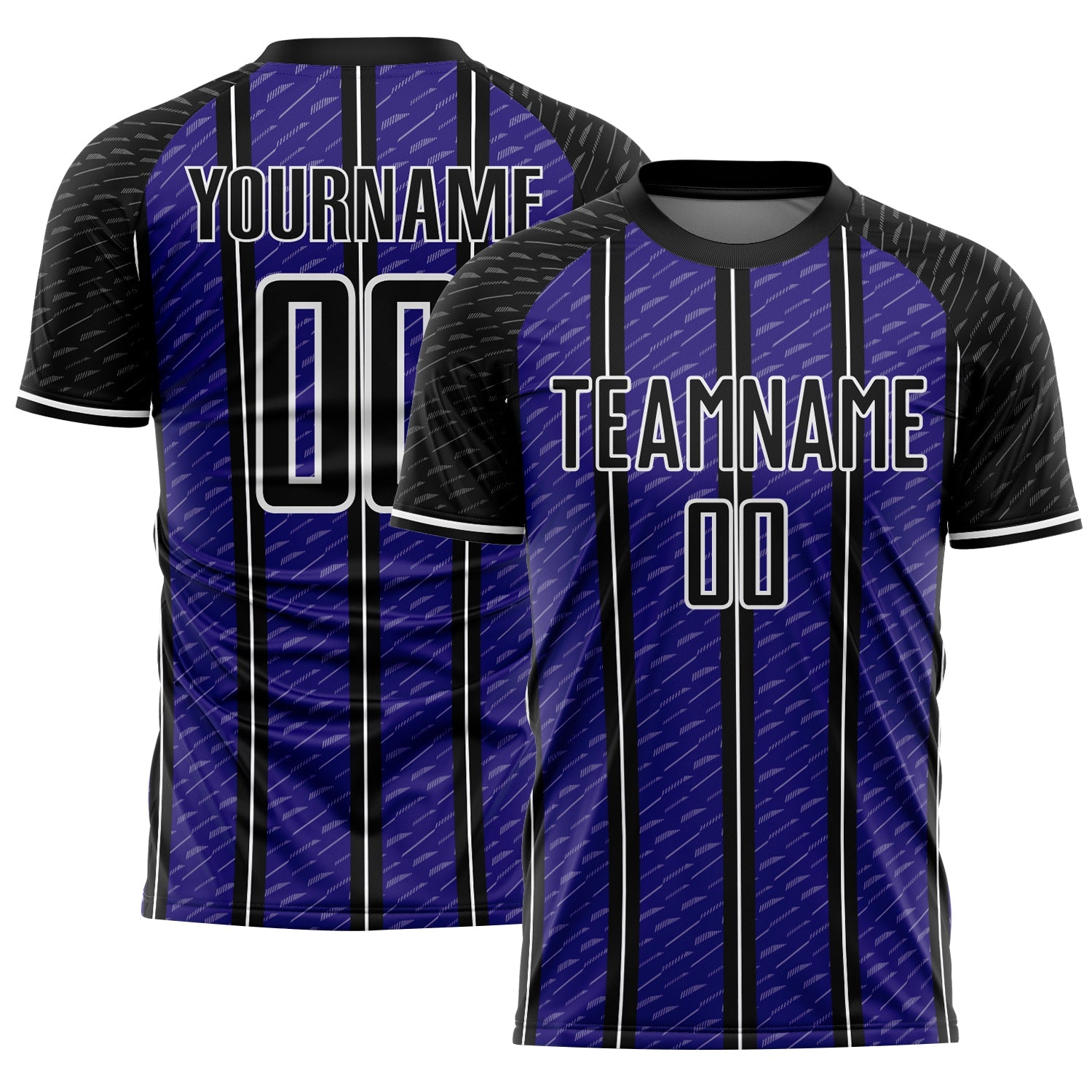 Custom Black Dark Purple-White Line Sublimation Soccer Uniform Jersey - Main View